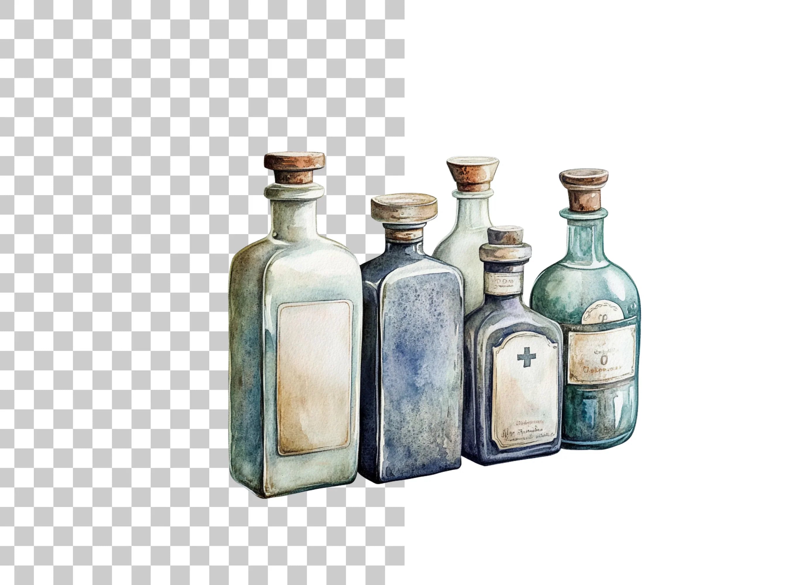 Vintage Apothecary Bottles Clipart Bundle