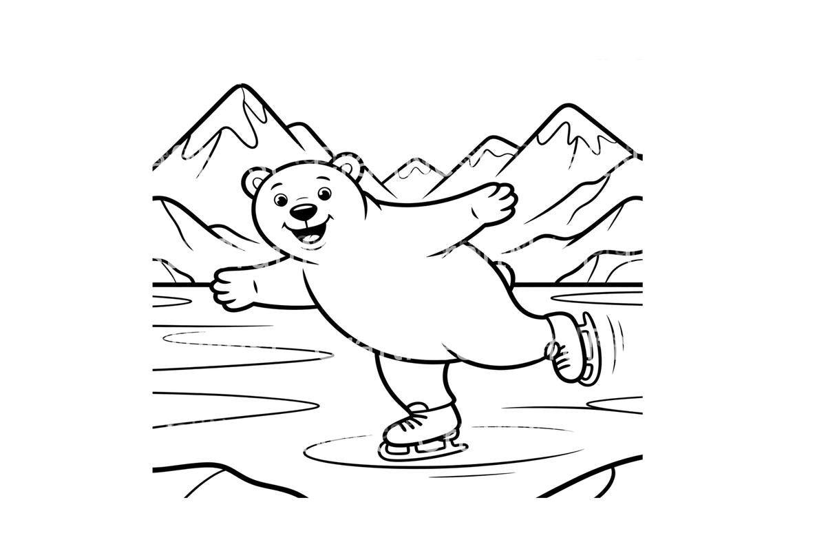 Polar Bear Ice Skating Fun Coloring Books