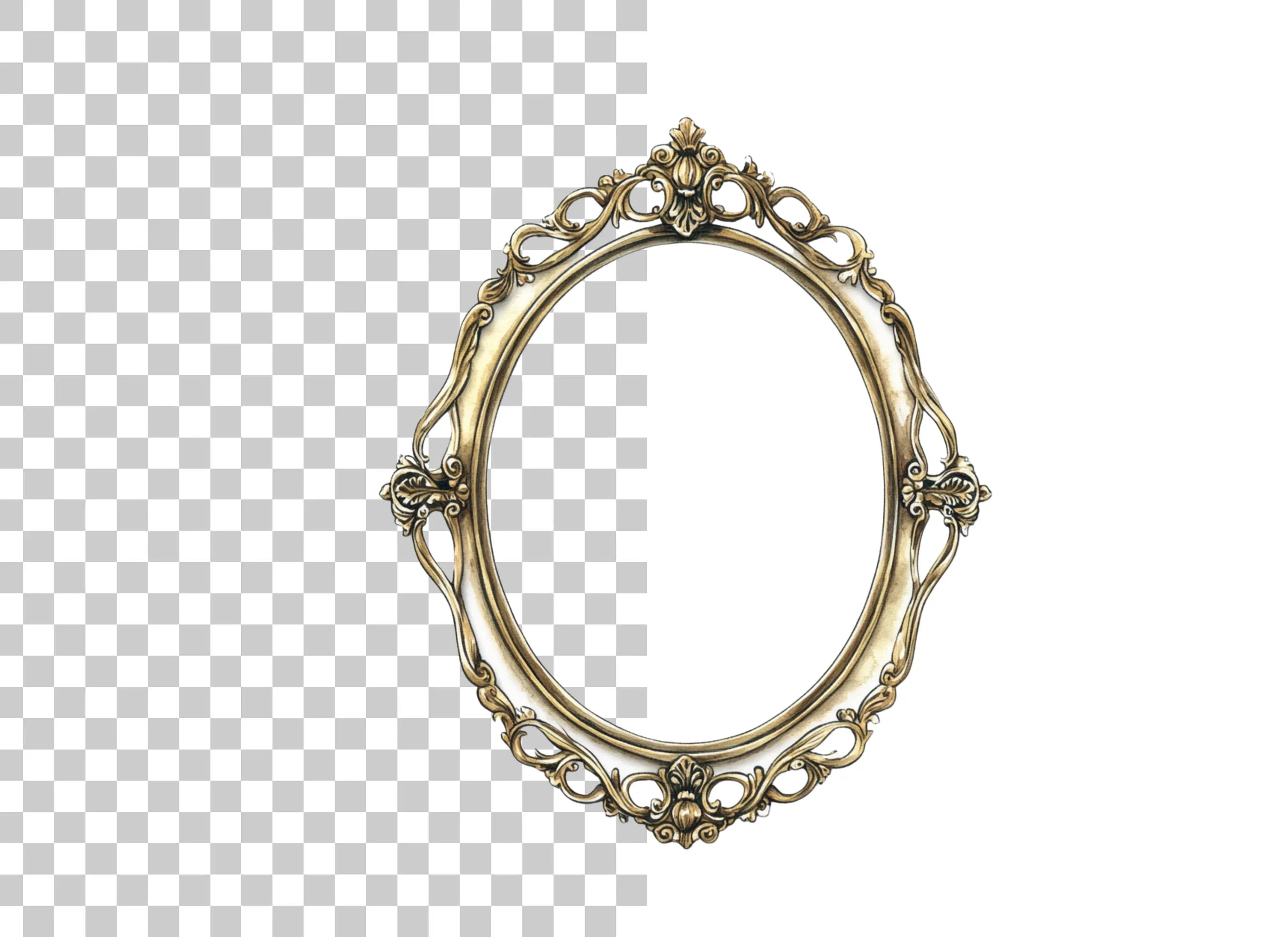 Ornate Golden Oval Frames Clipart Bundle