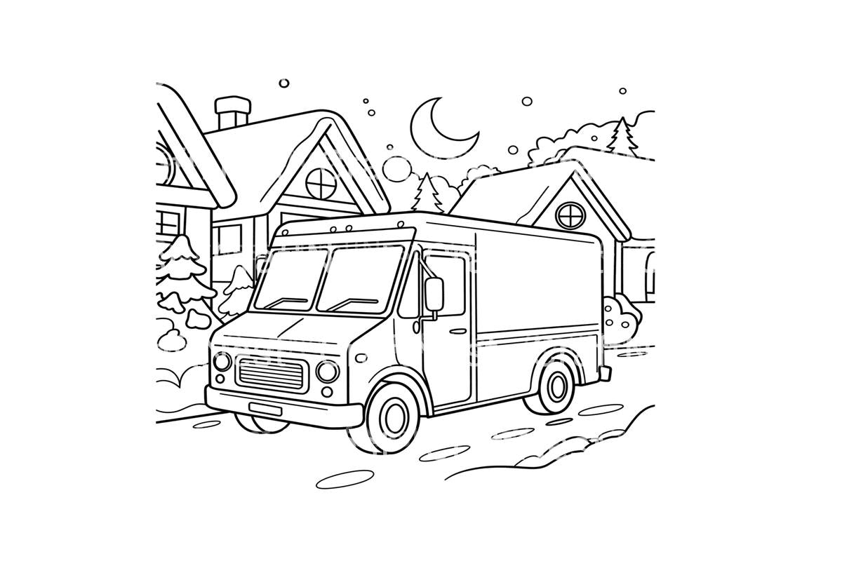 Winter Village Delivery Truck Coloring Books