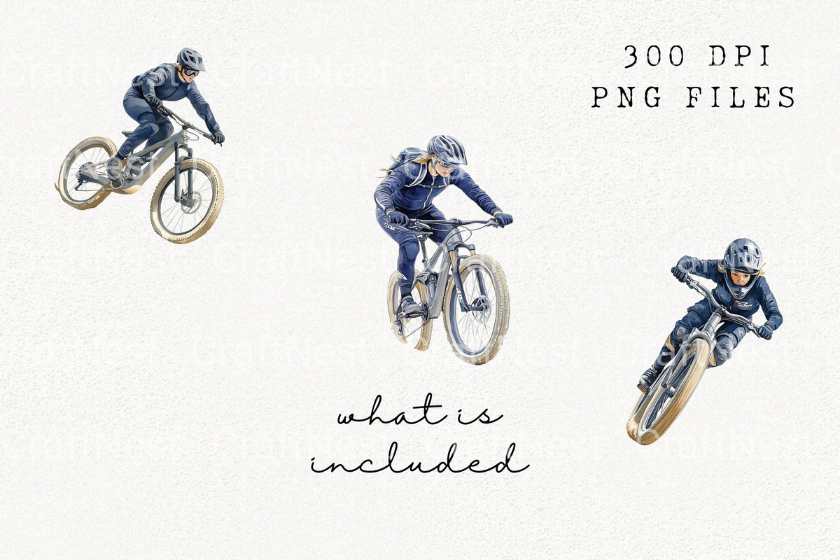 Mountain Biking Downhill Rider Clipart Bundle