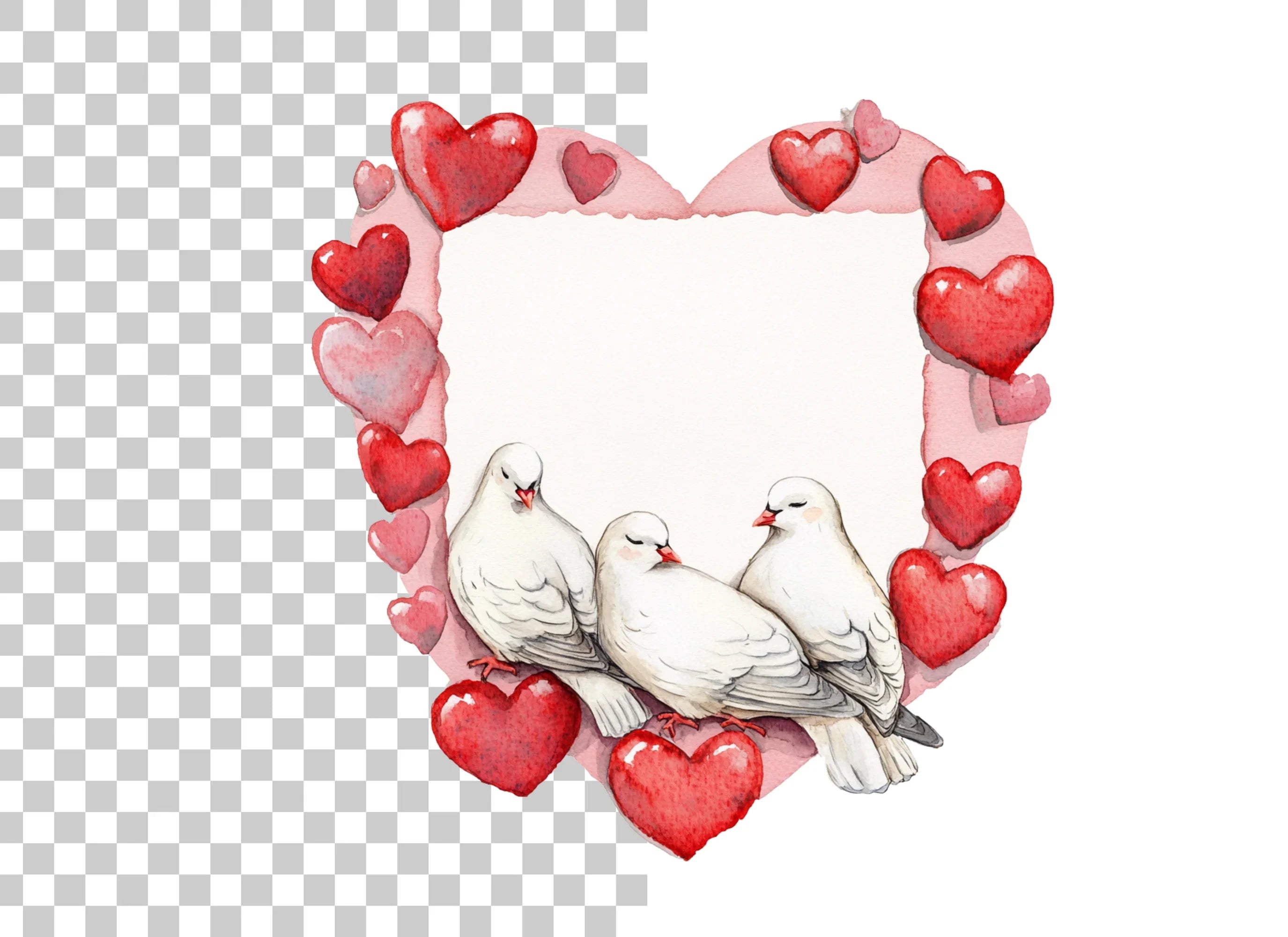 Doves and Hearts Valentine Frame Clipart Bundle