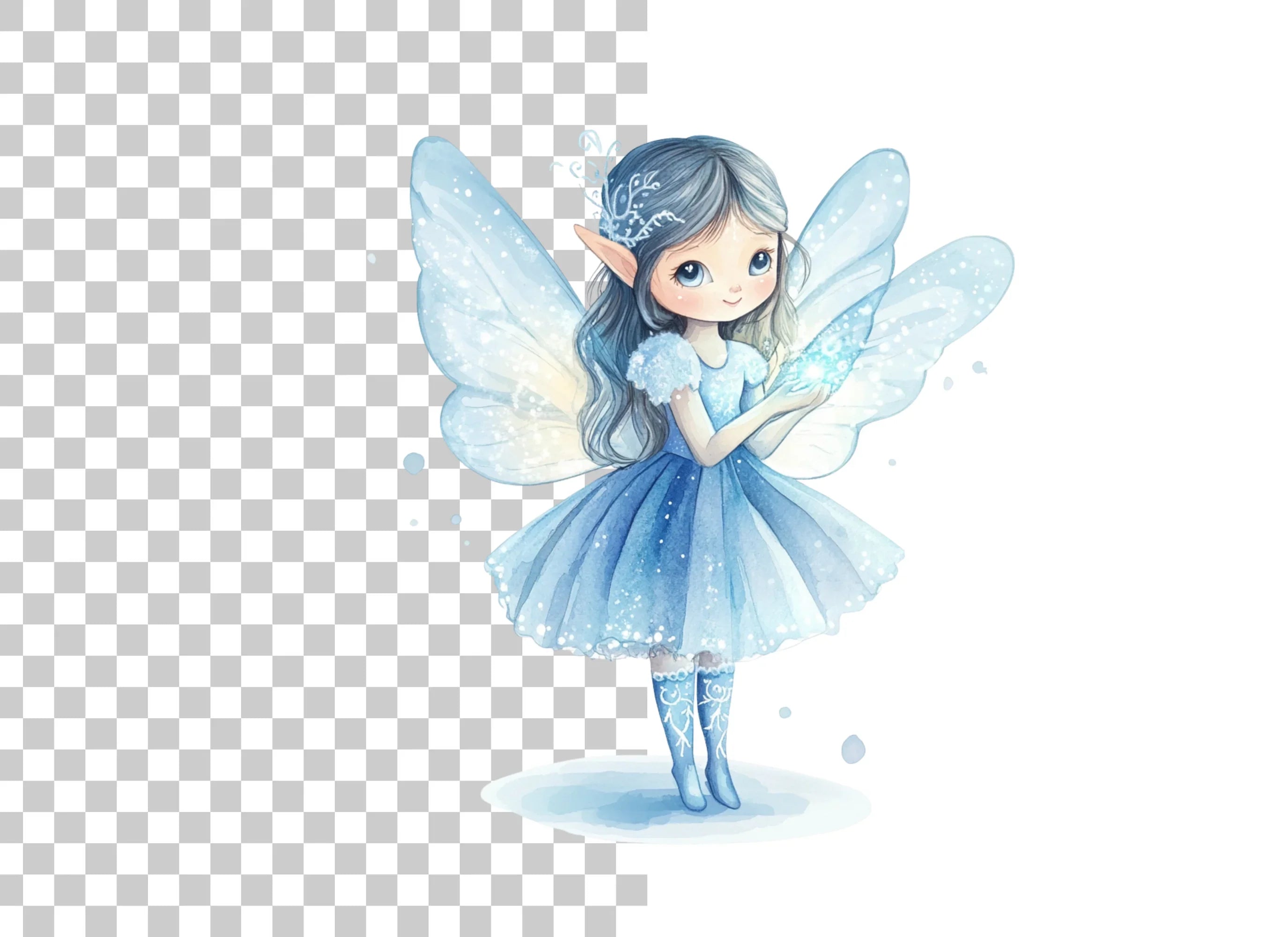 Cute Winter Fairy Magical Glow Clipart Bundle