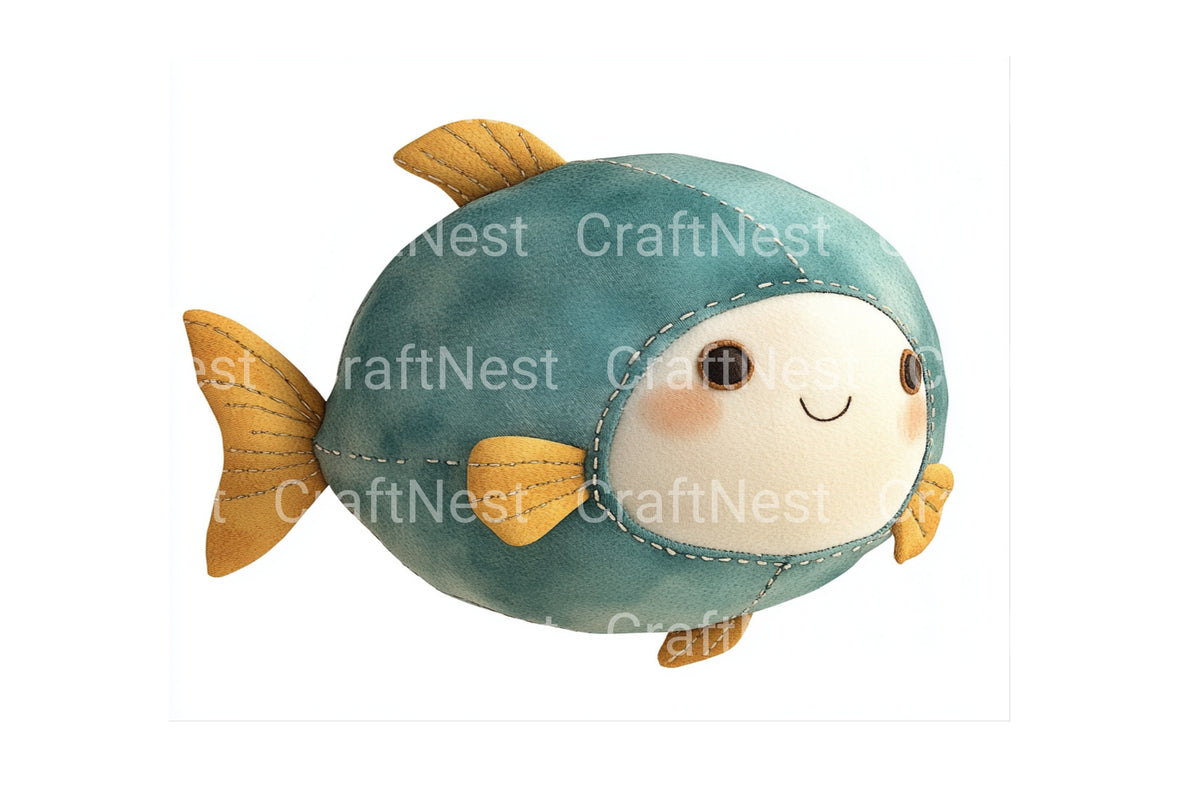 Adorable Round Fish Artwork Clipart Bundle