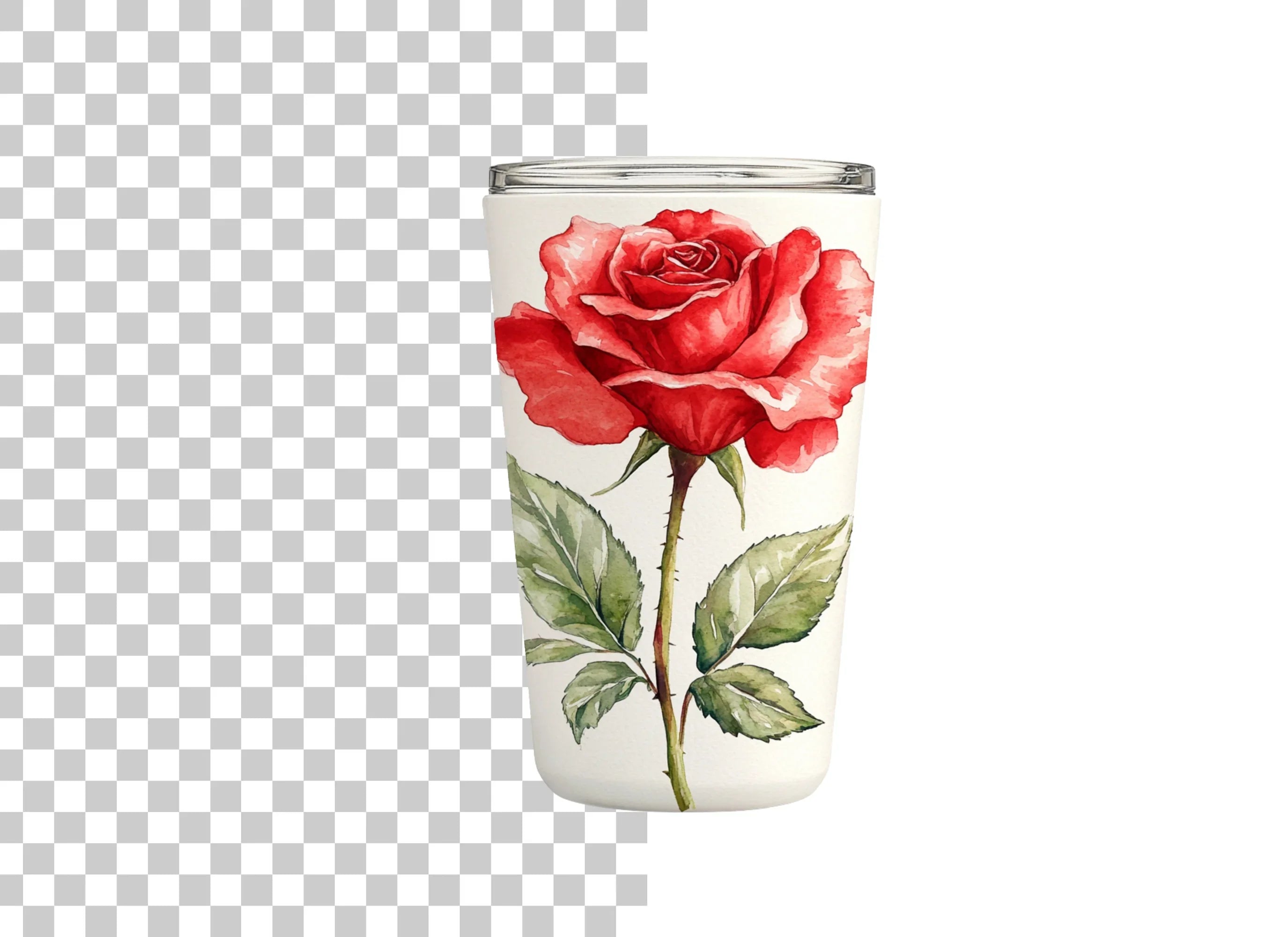 Red Rose Tumbler Clipart Bundle