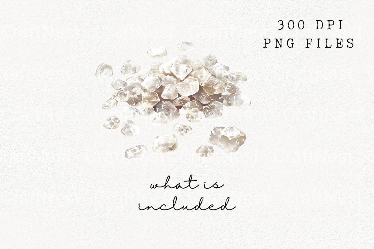 Raw Crystal Gemstone Piles Clipart Bundle