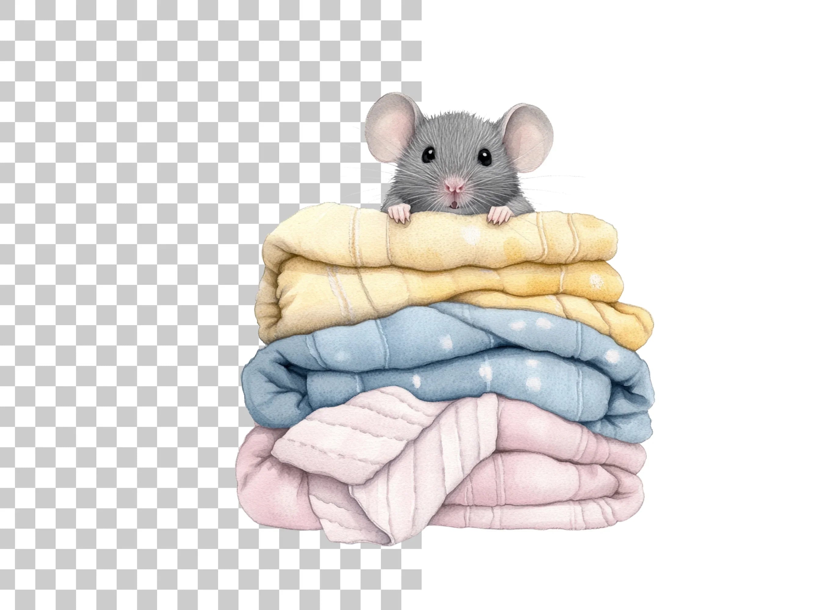 Baby Mice on Cozy Blanket Stacks Clipart Bundle