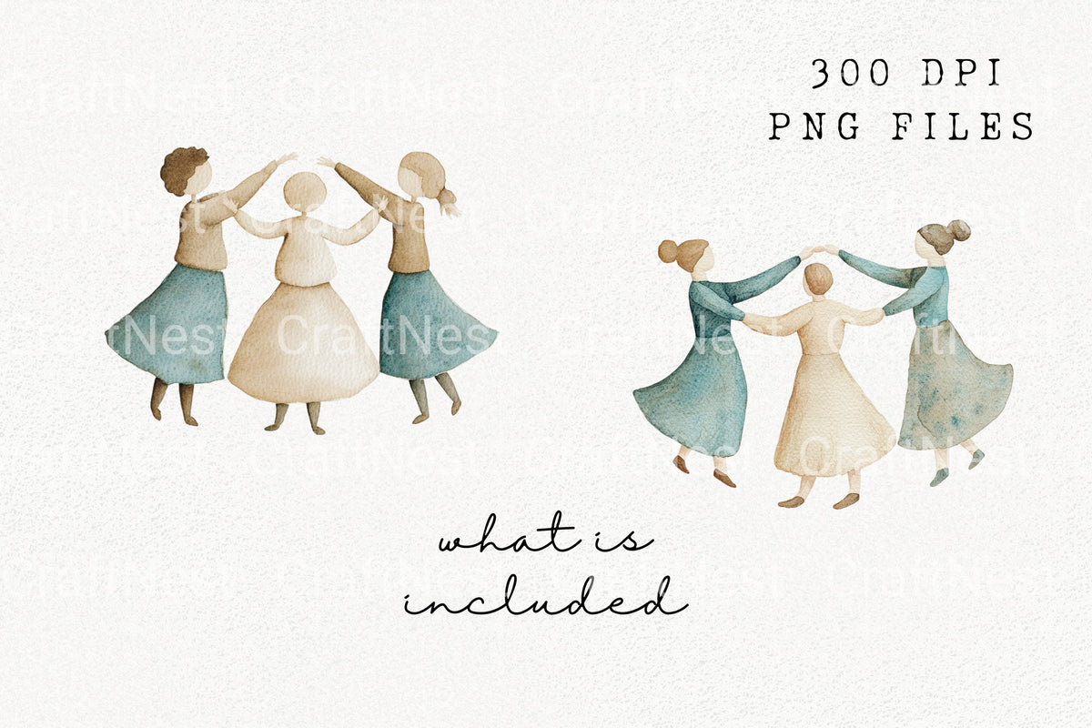 Women Dancing In Circle Clipart Bundle
