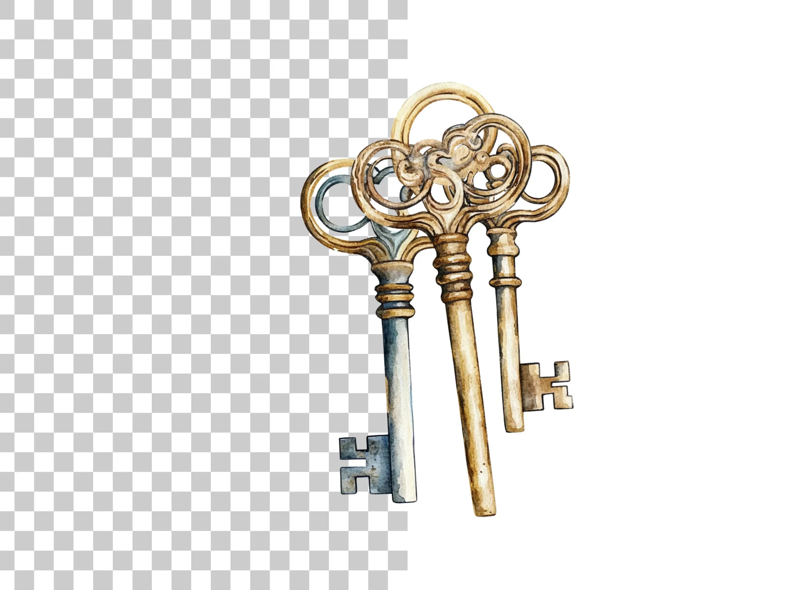 Elegant Antique Keys Clipart Bundle