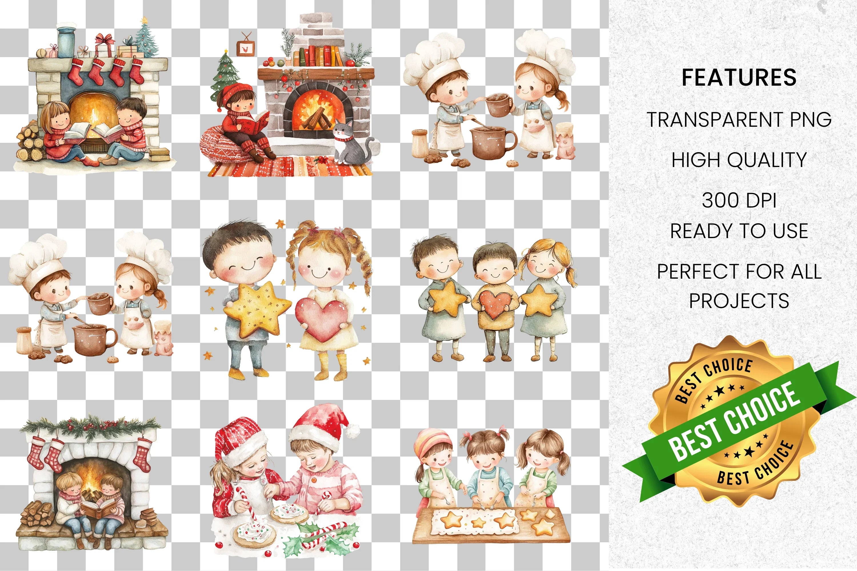 Christmas Kids Baking Clipart Bundle