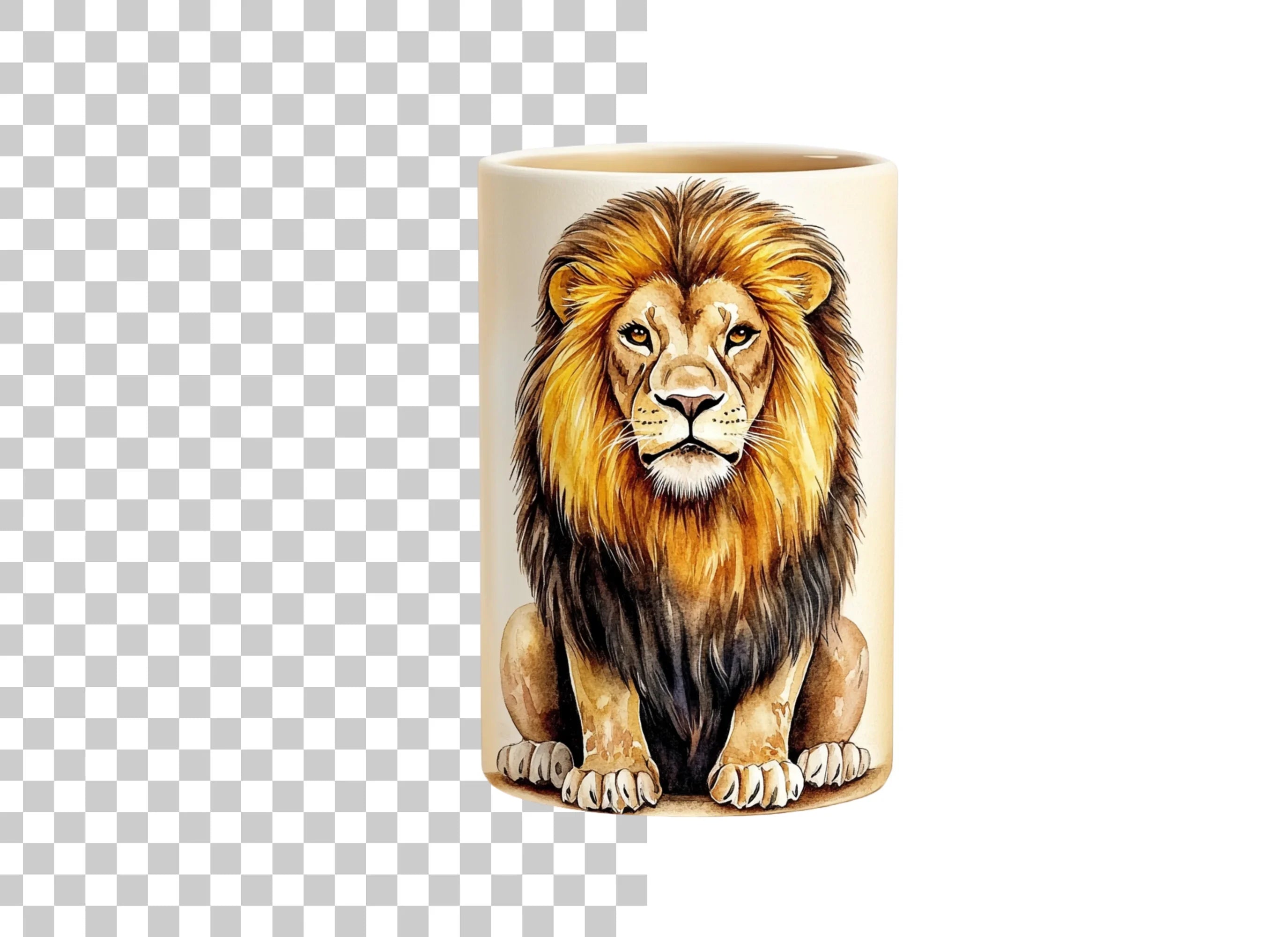 Regal Sitting Lion Illustration Clipart Bundle