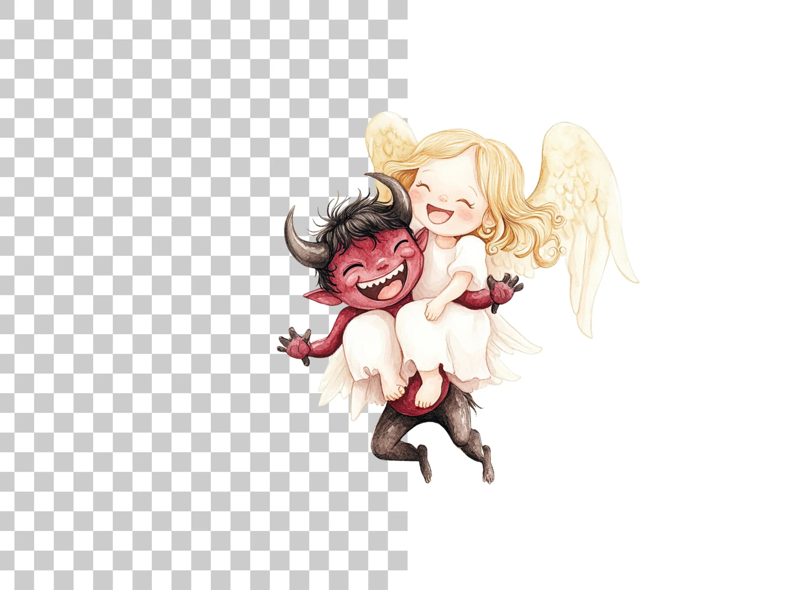 Cute Angel and Devil Friends Clipart Bundle