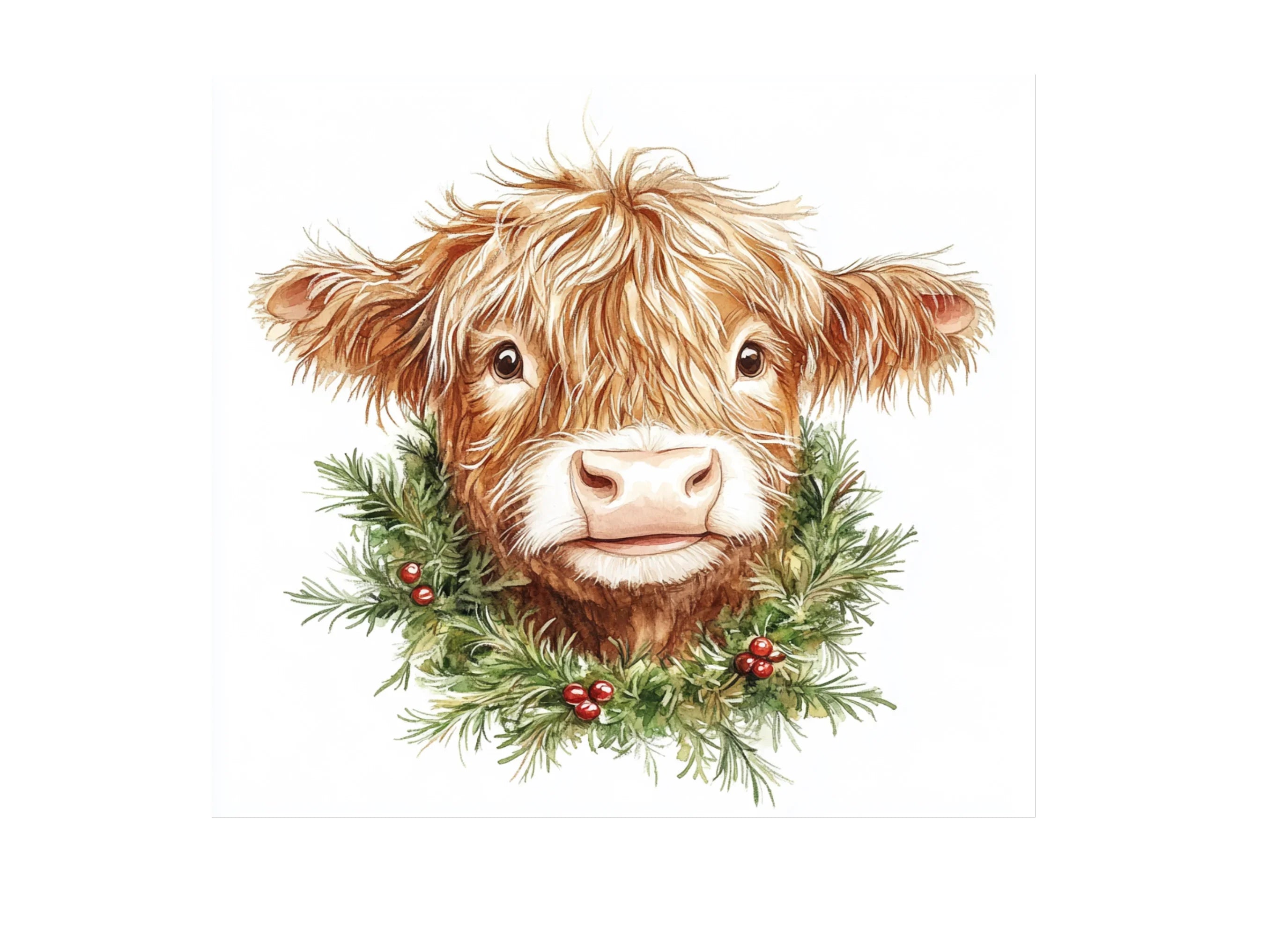 Highland Cow Christmas Wreath Clipart Bundle