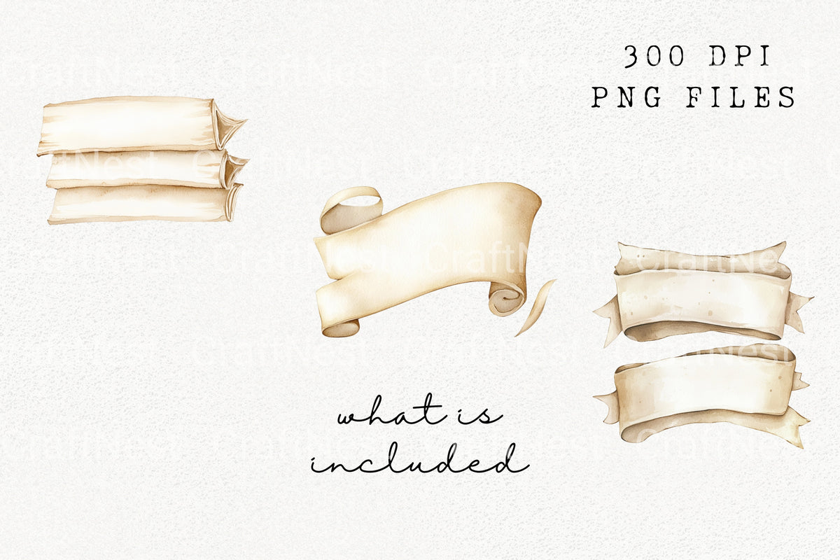 Vintage Ribbon Clipart Bundle