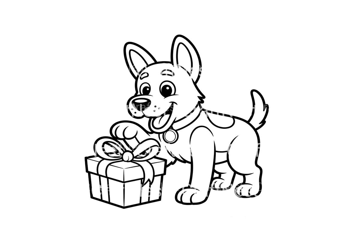 Puppy Playing With Ribbon Coloring Books