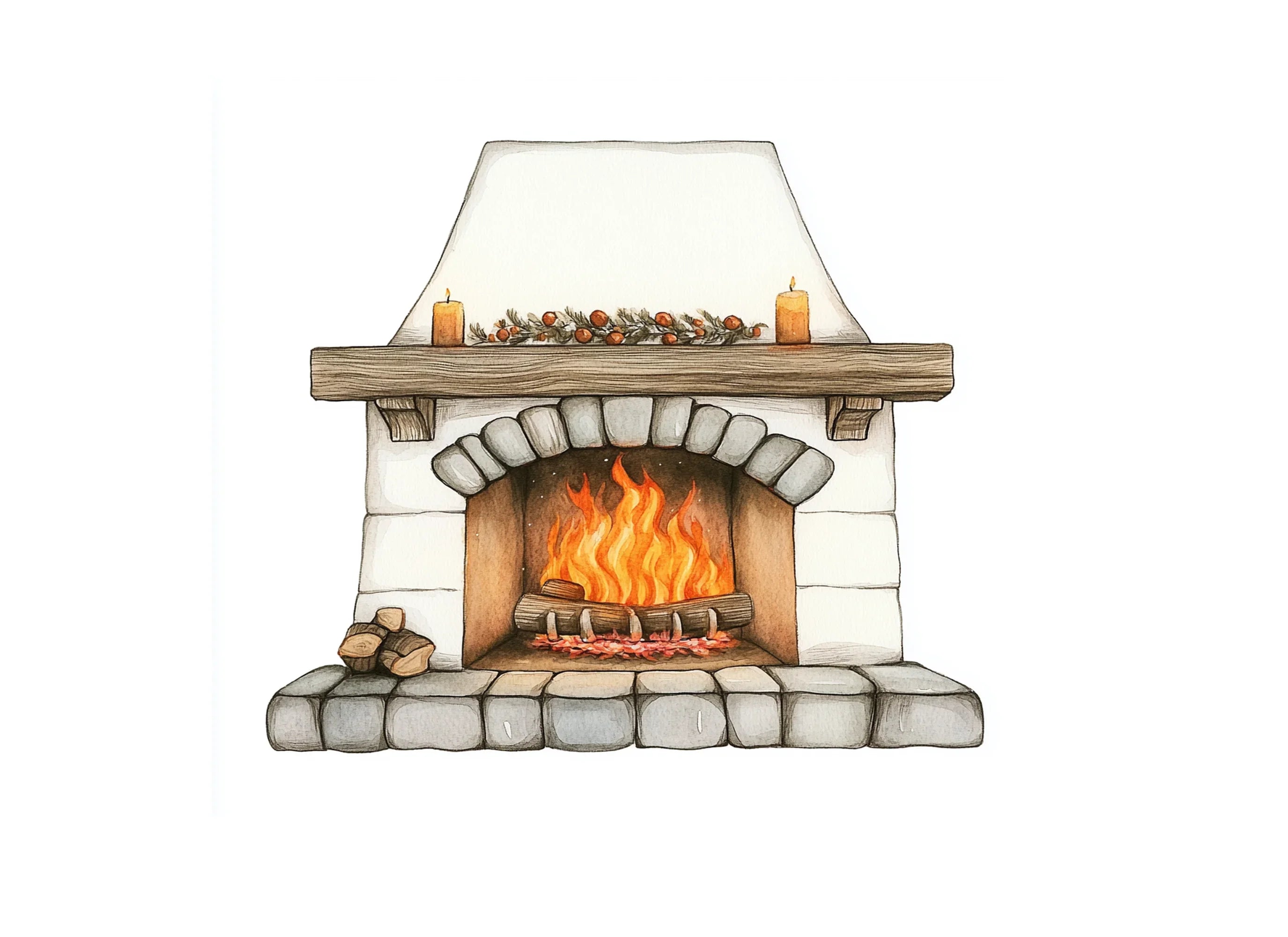 Cozy Fireplace Clipart Bundle