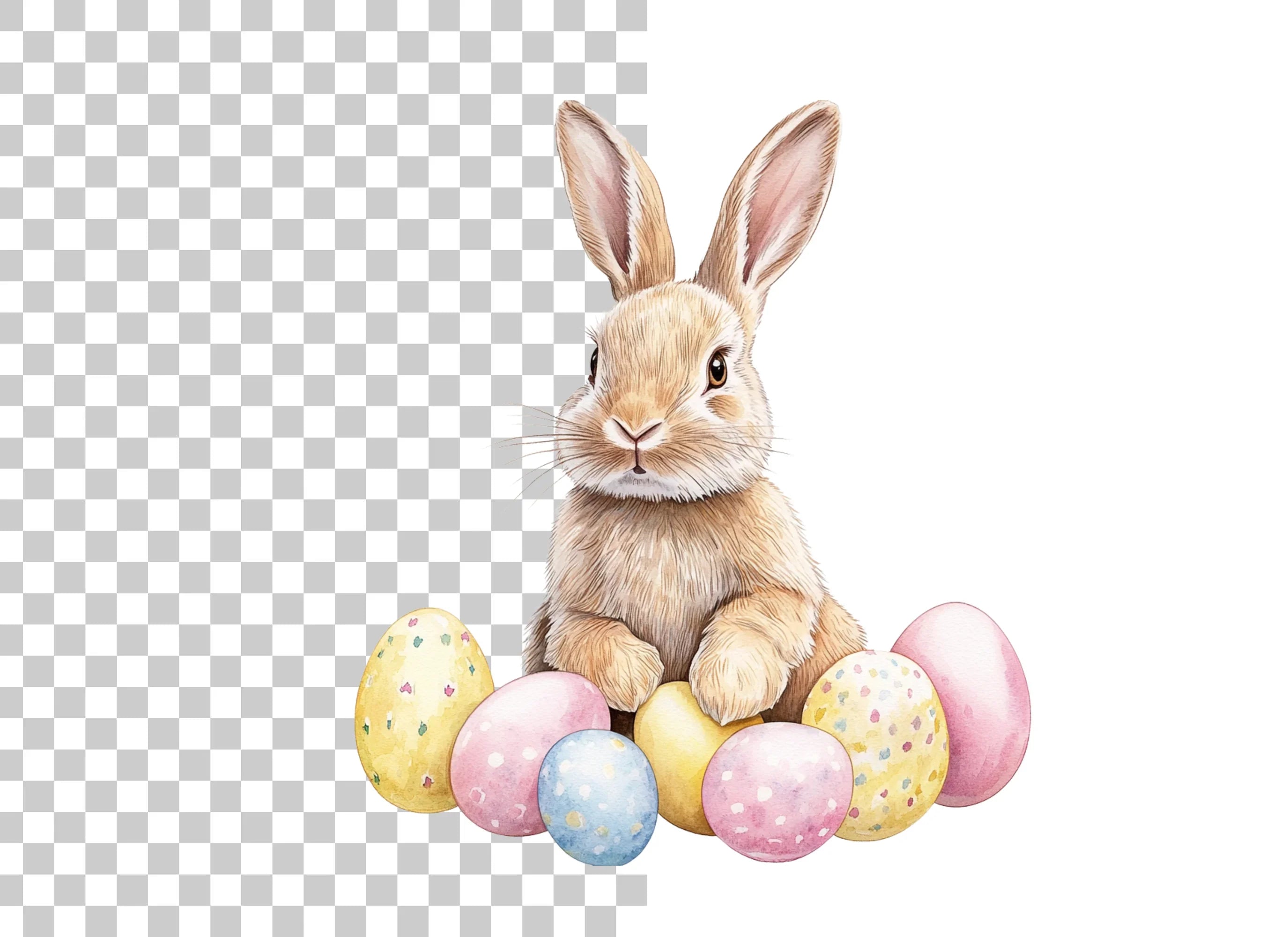 Sweet Brown Easter Bunny Clipart Bundle