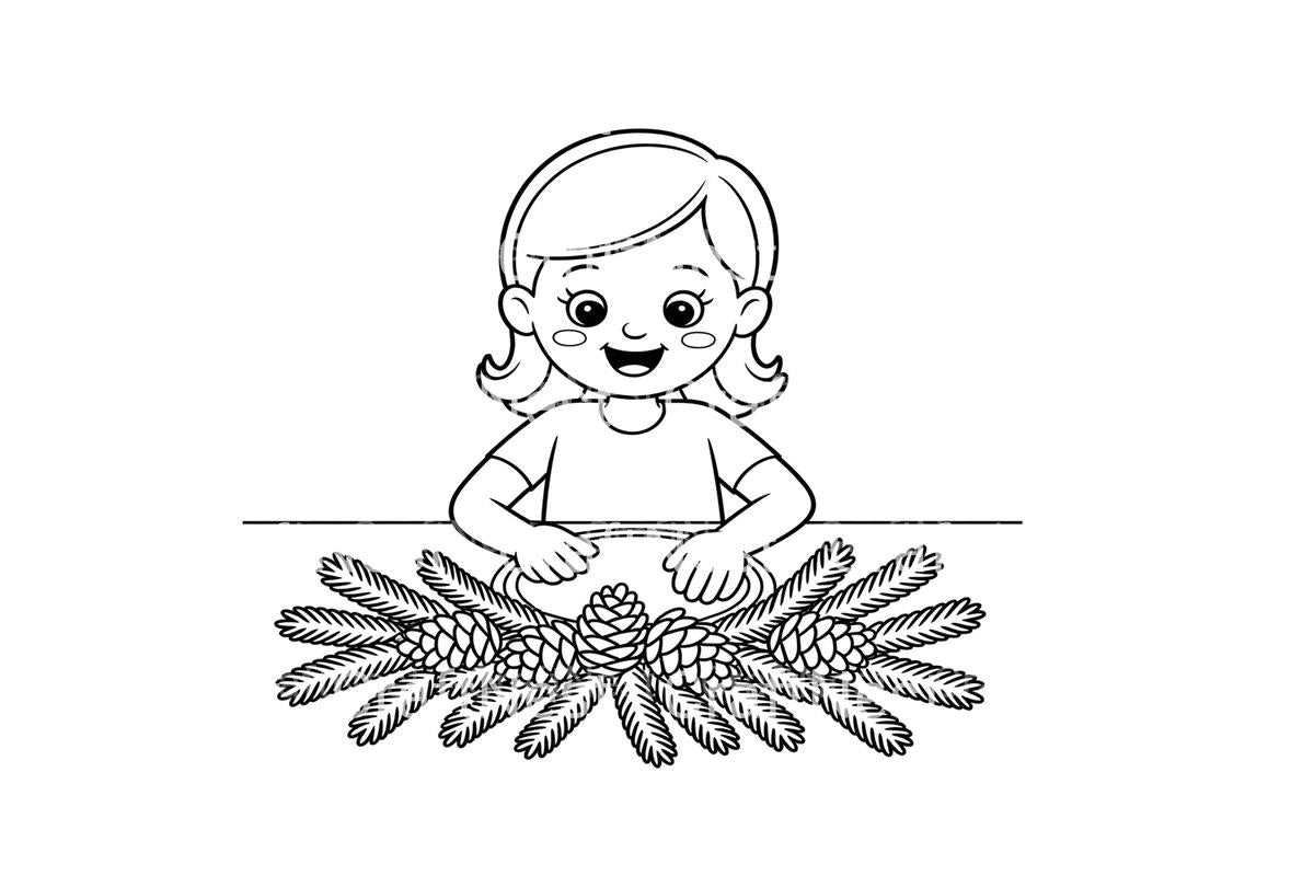 Pinecone and Evergreen Wreath Coloring Books