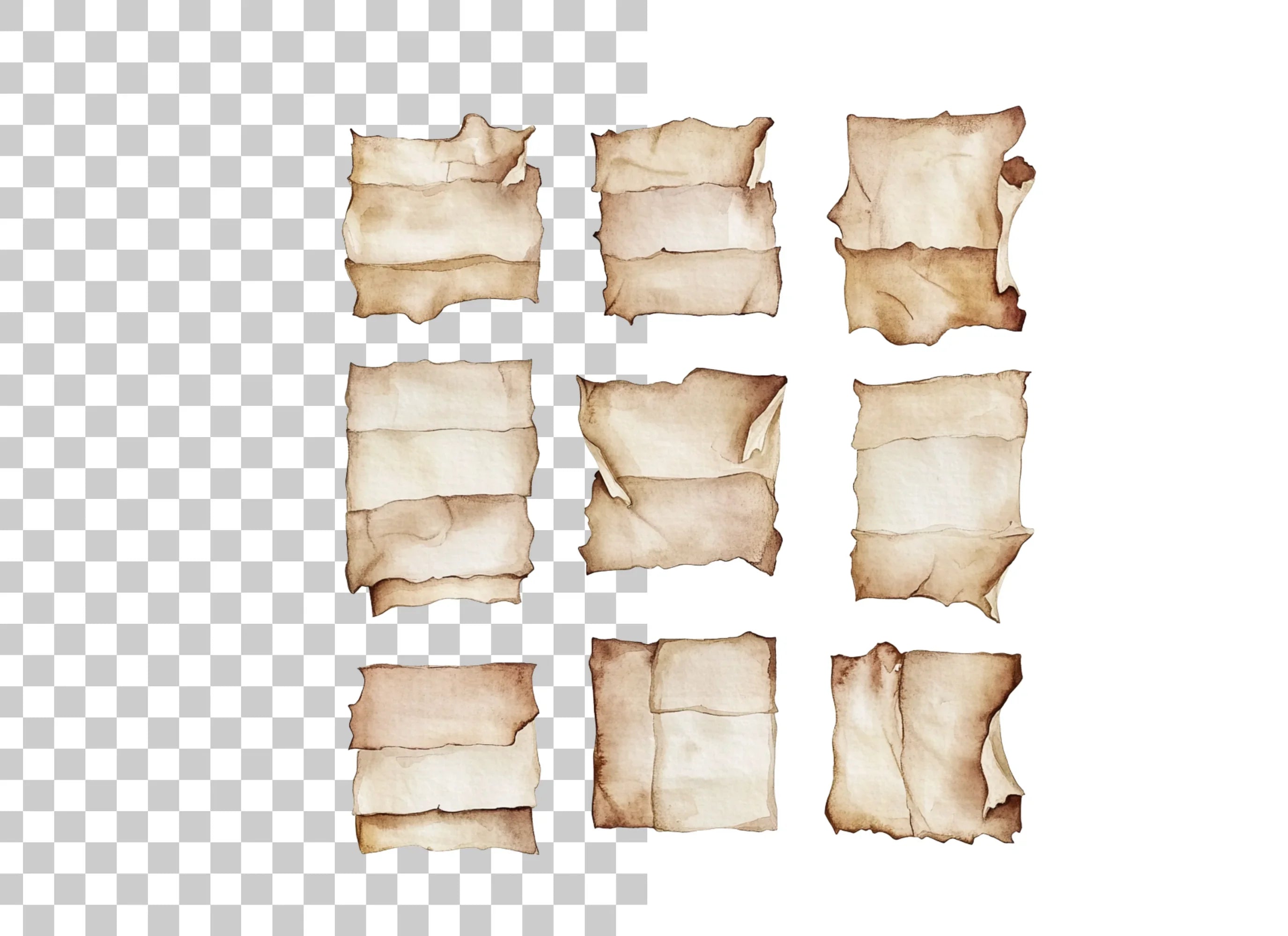 Vintage Scrolls Torn Edges Clipart Bundle