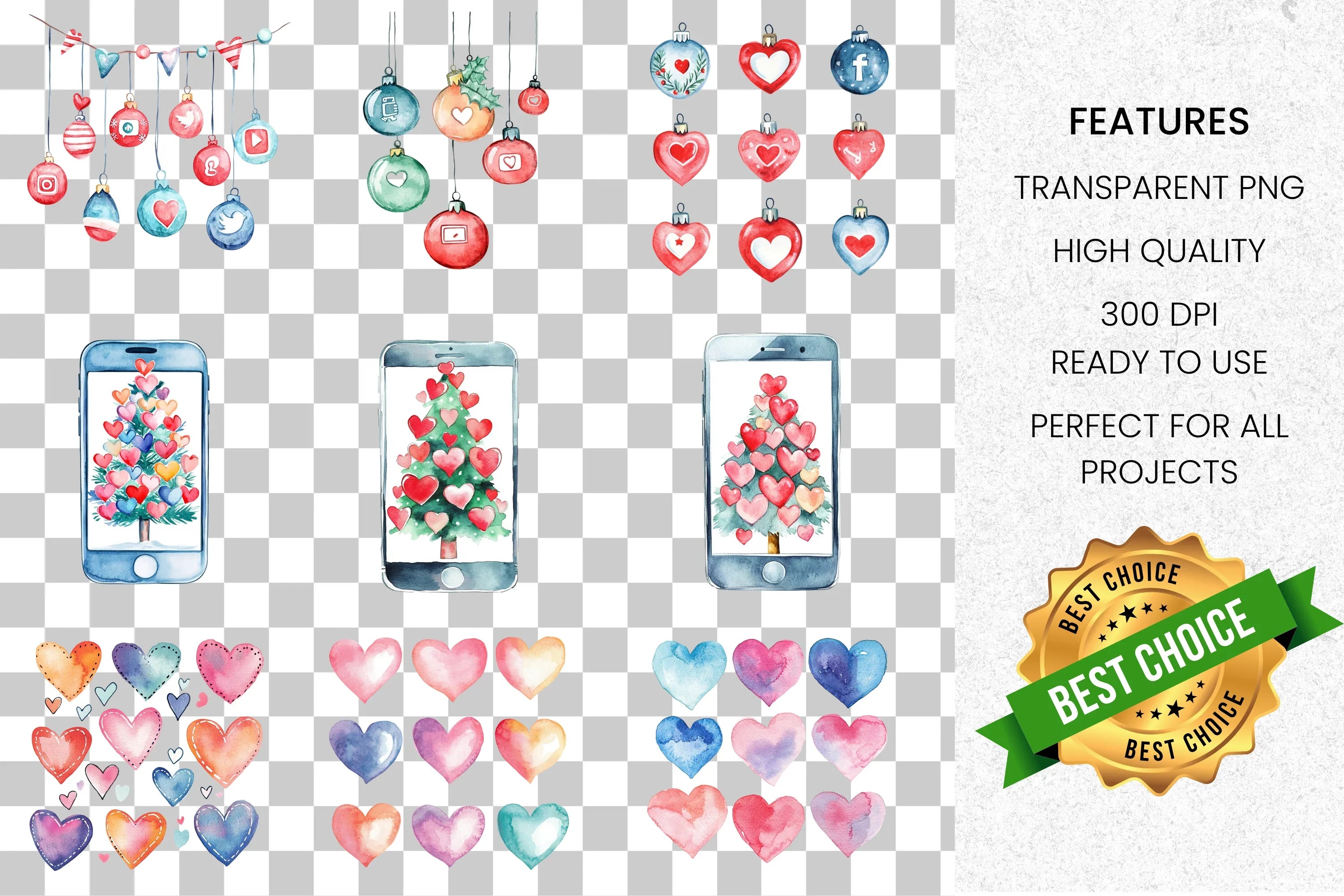 Heart Clipart Bundle