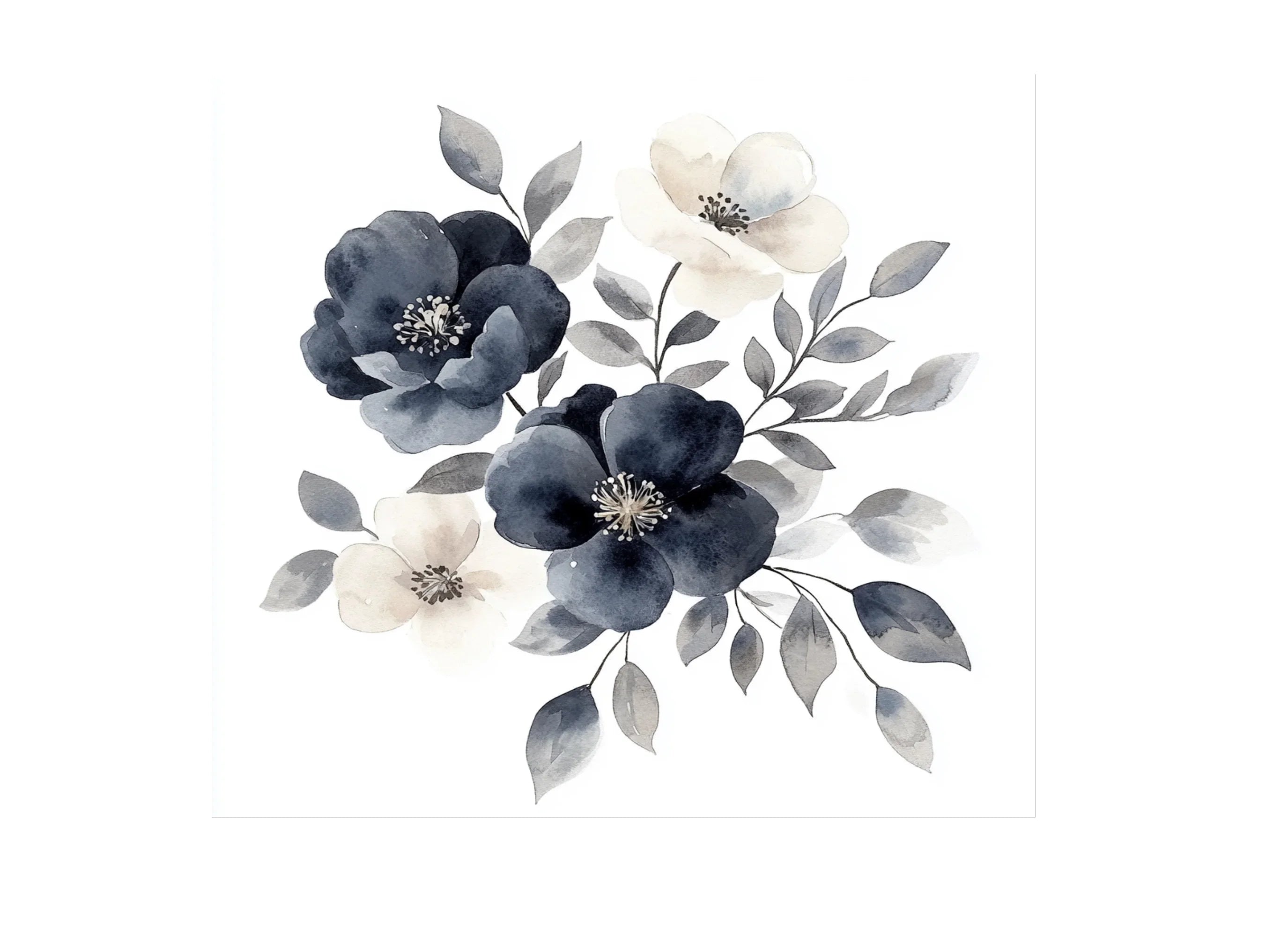 Elegant Blue Floral Clipart Bundle
