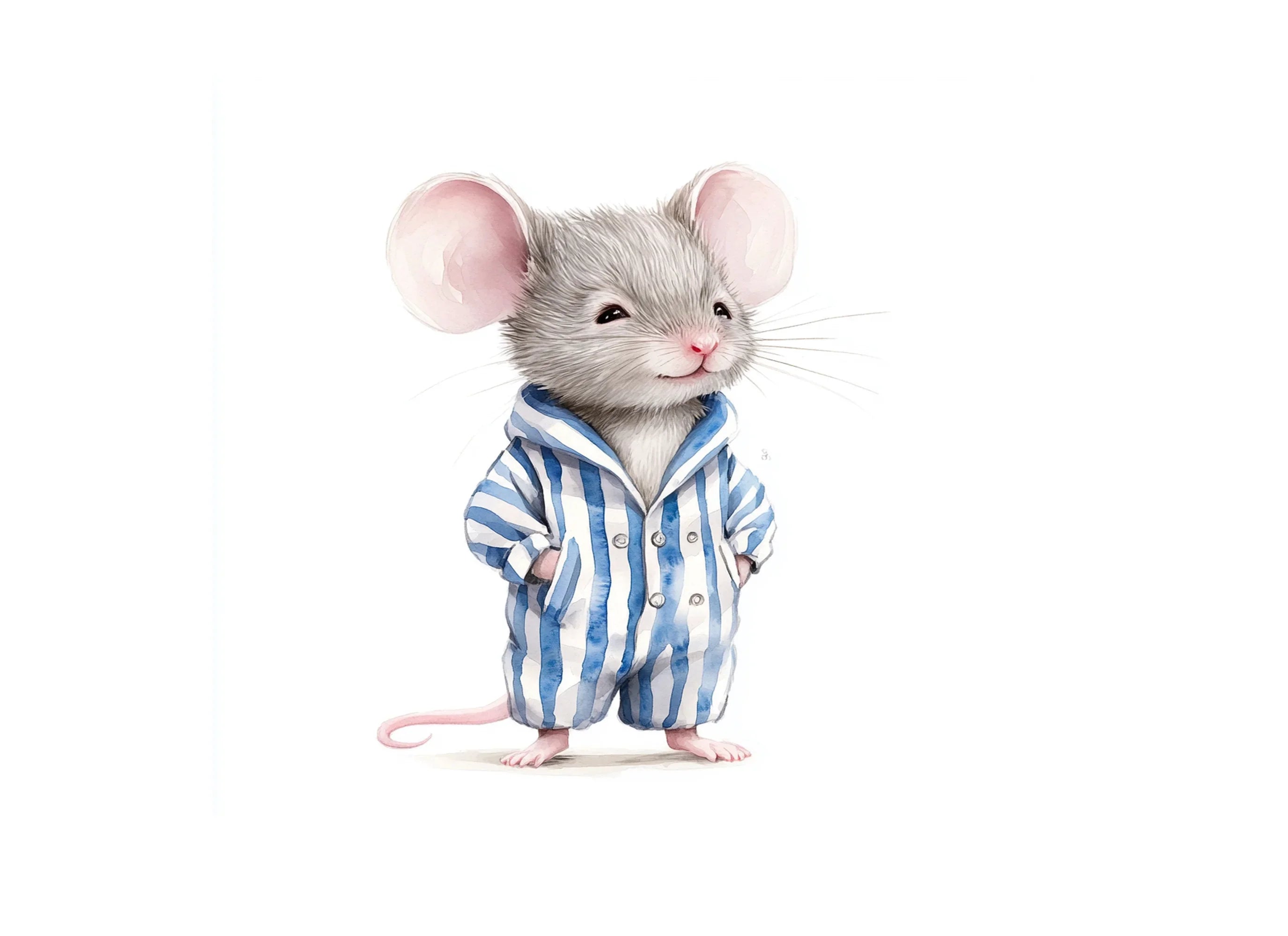 Charming Mice in Blue Striped Pajamas Clipart Bundle