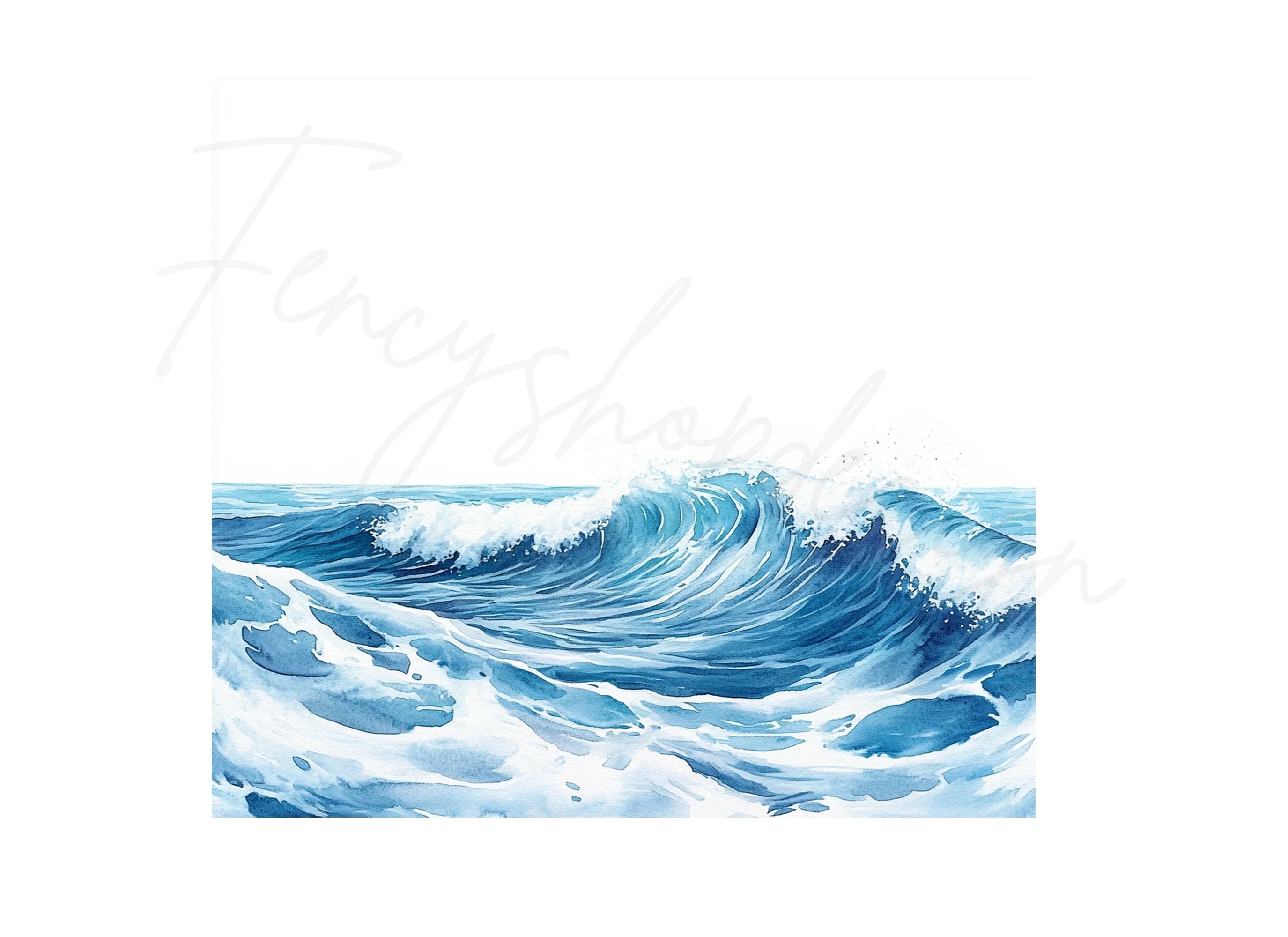 Dynamic Blue Ocean Wave Clipart Bundle