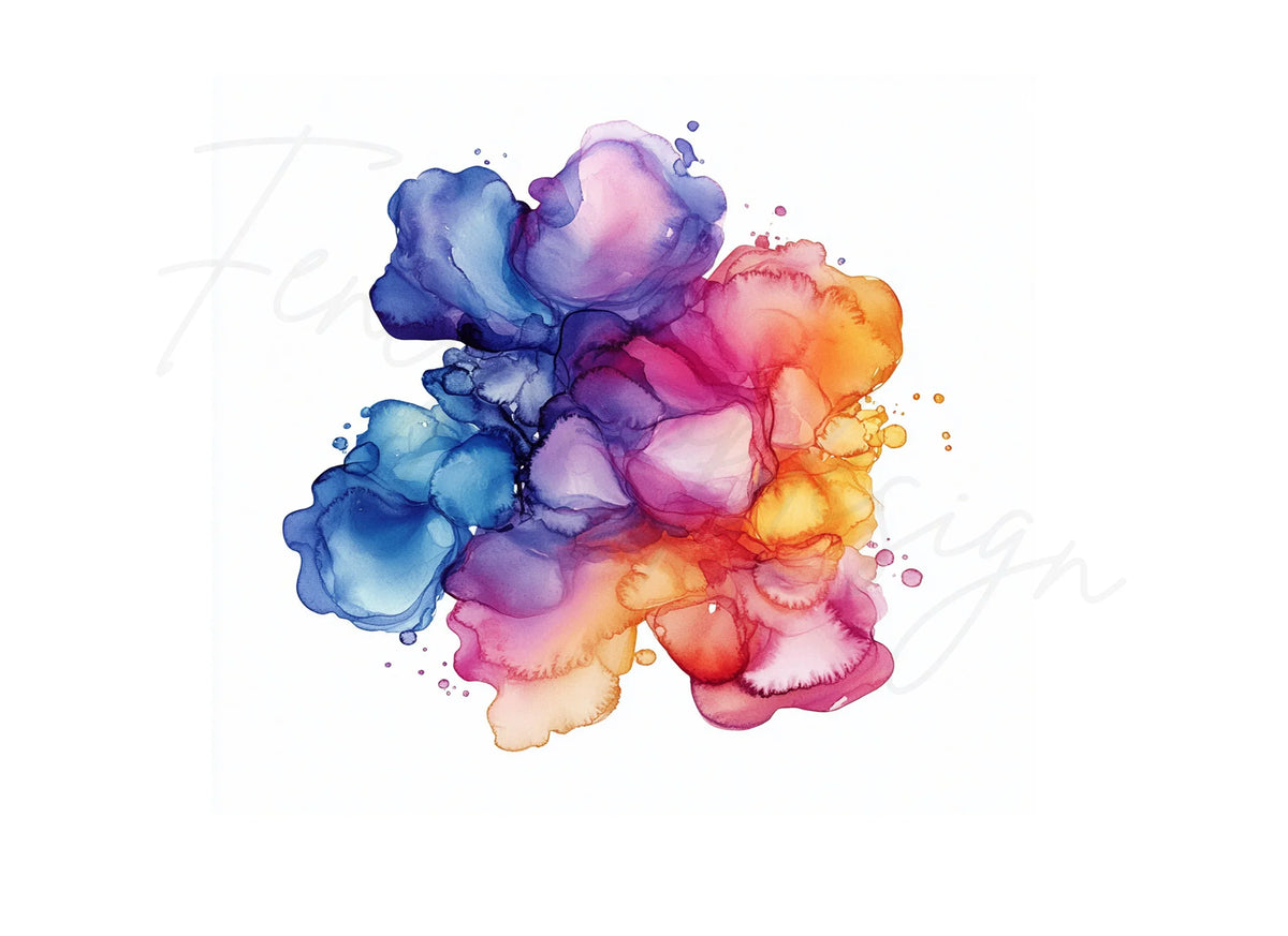 Alcohol Ink Splashes Colorful Alcohol Ink Splash Designs Clipart Bundle