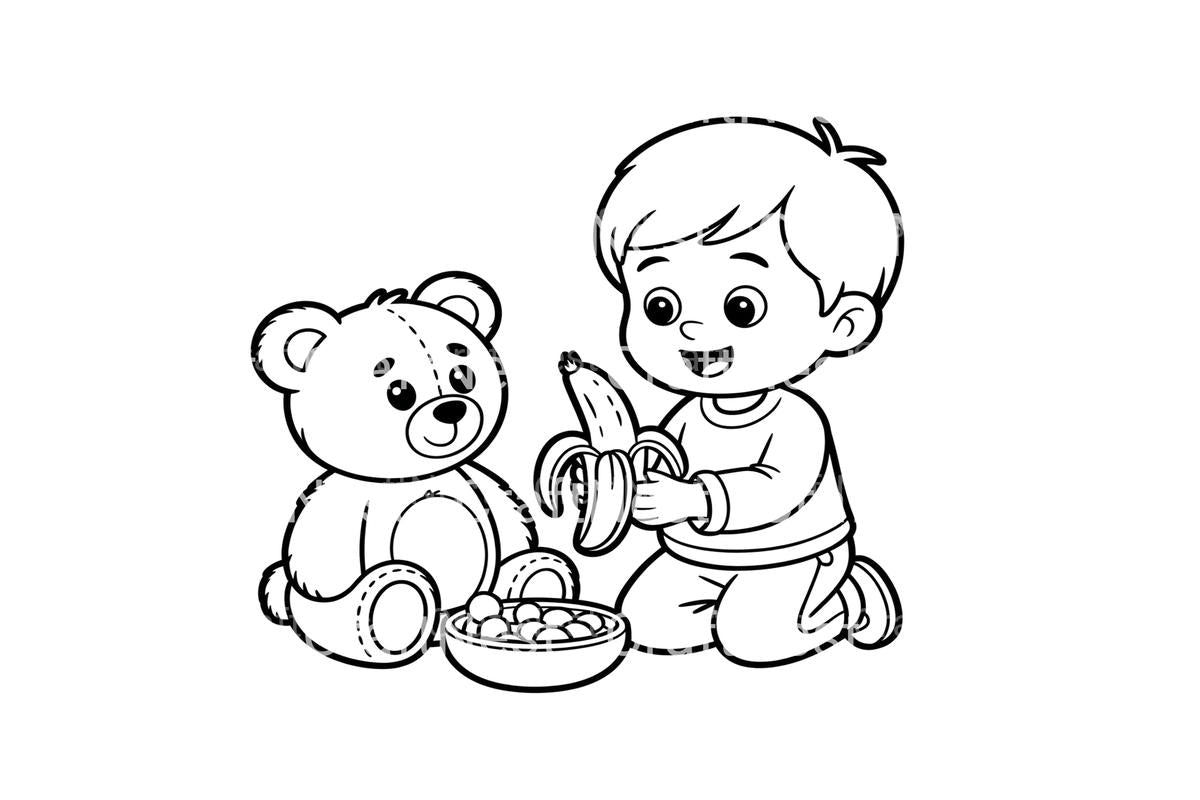 Kids Eating Healthy Fruits Coloring Books