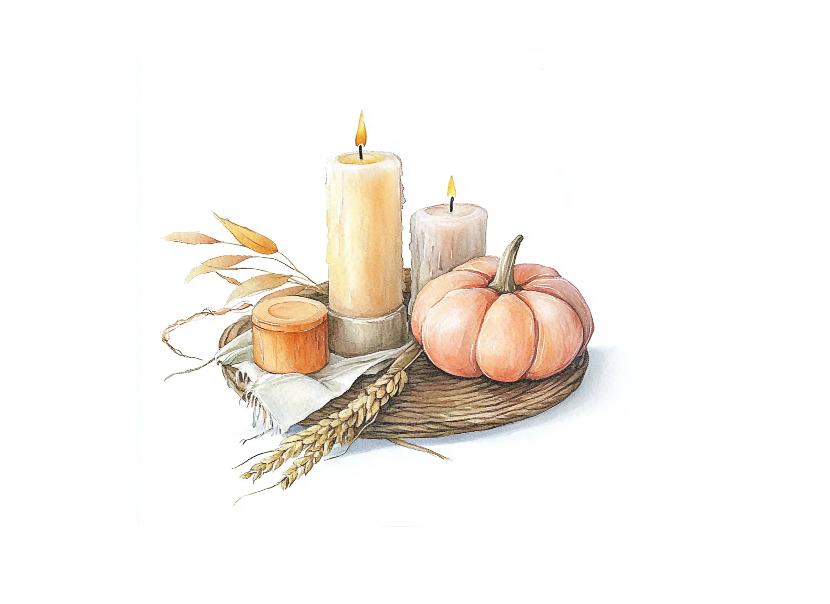 Autumn Pumpkin Candle Clipart Bundle
