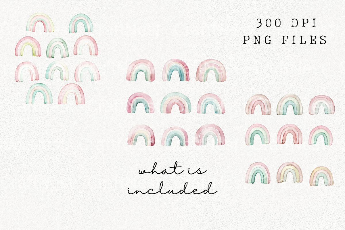 Pastel Rainbow Clipart Bundle