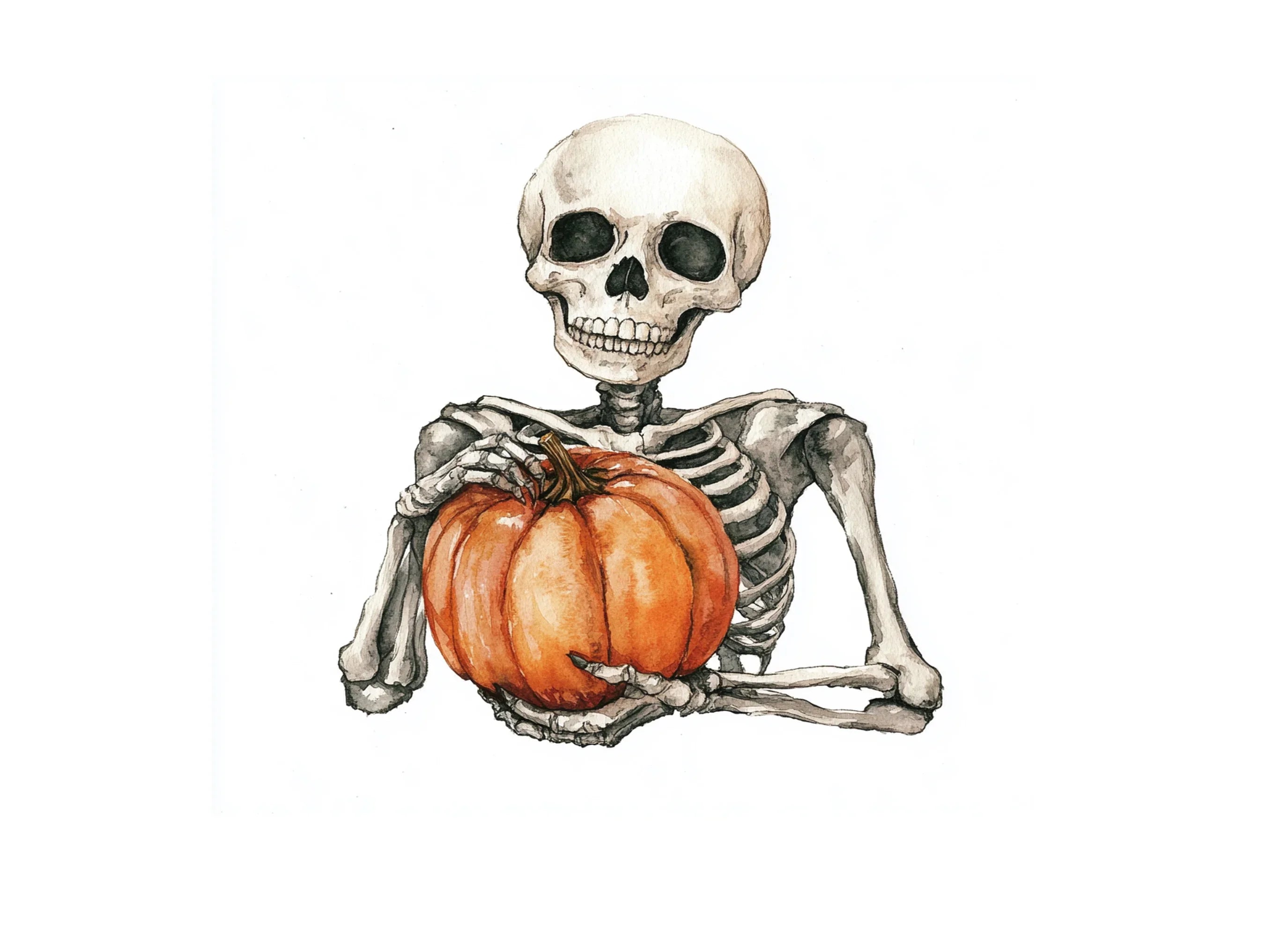 Halloween Skeletons with Pumpkins Clipart Bundle