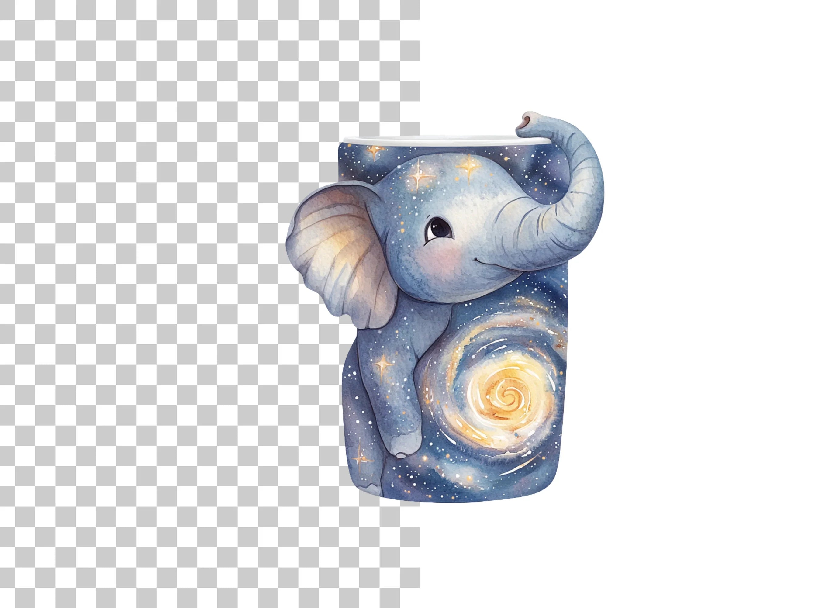 Galaxy Elephant Swirl Clipart Bundle