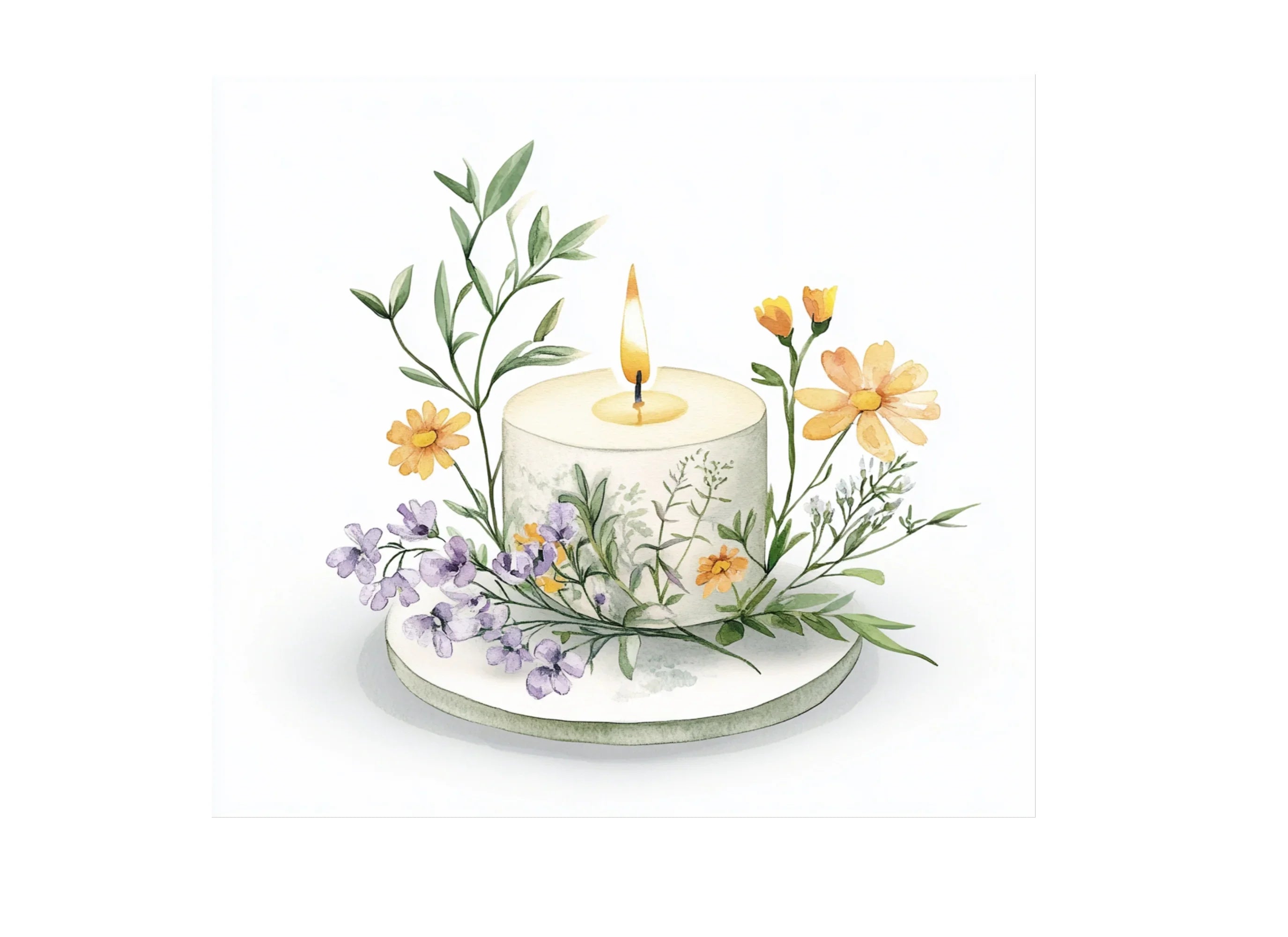 Candle Floral Clipart Bundle