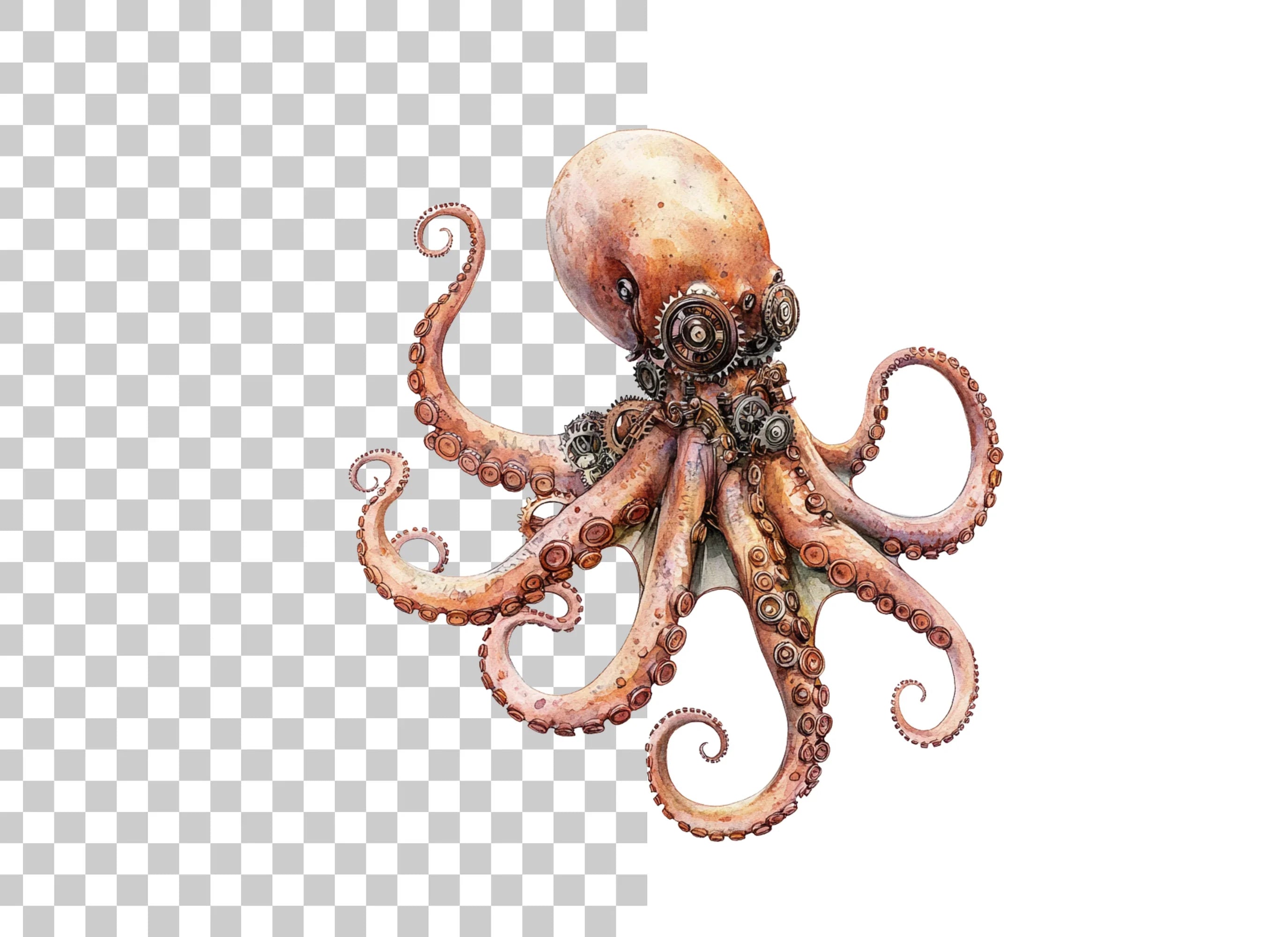Steampunk Octopus Clipart Bundle