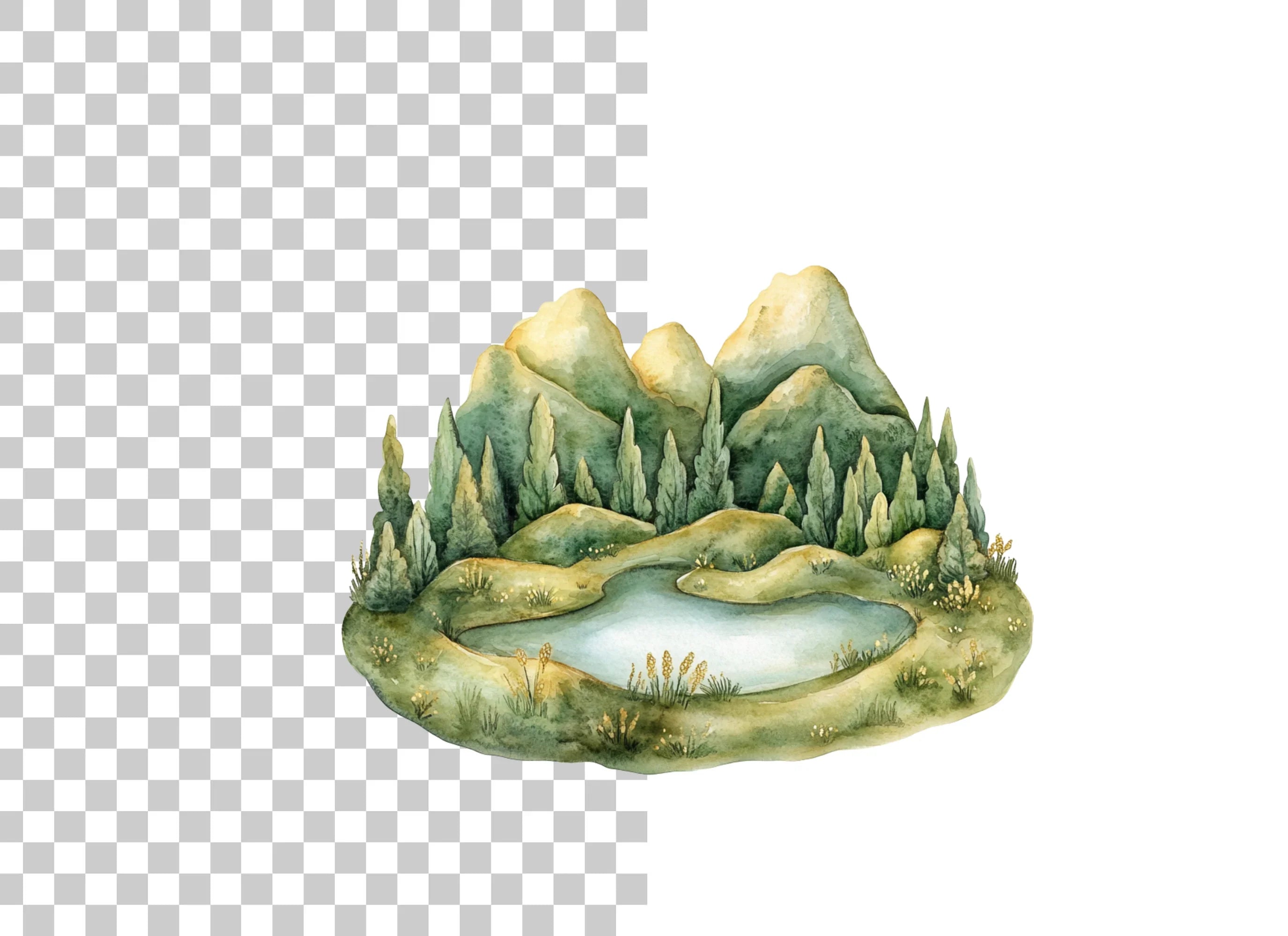 Mountain Lake Forest Clipart Bundle