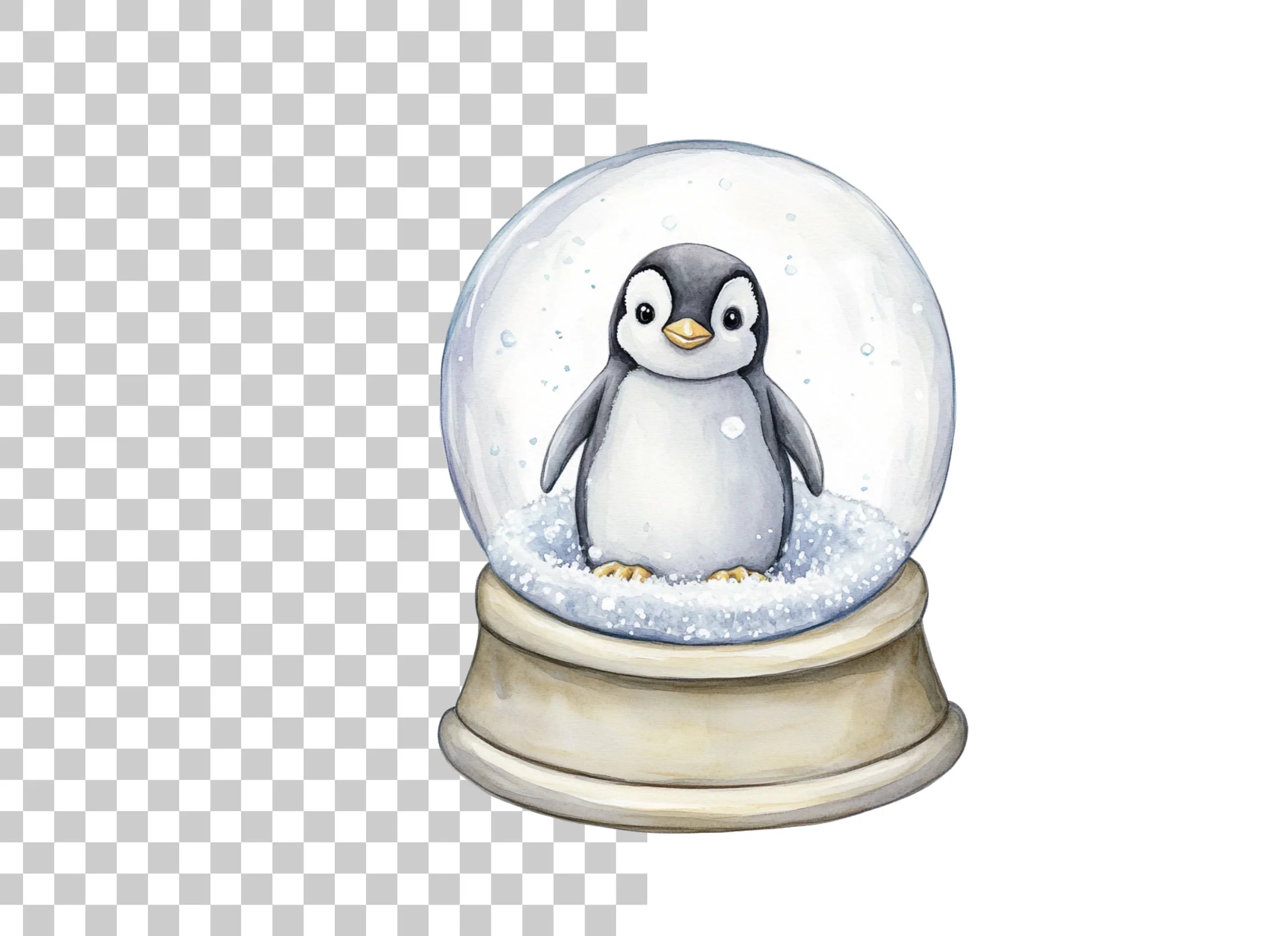 Penguin Snow Globe Duo Clipart Bundle