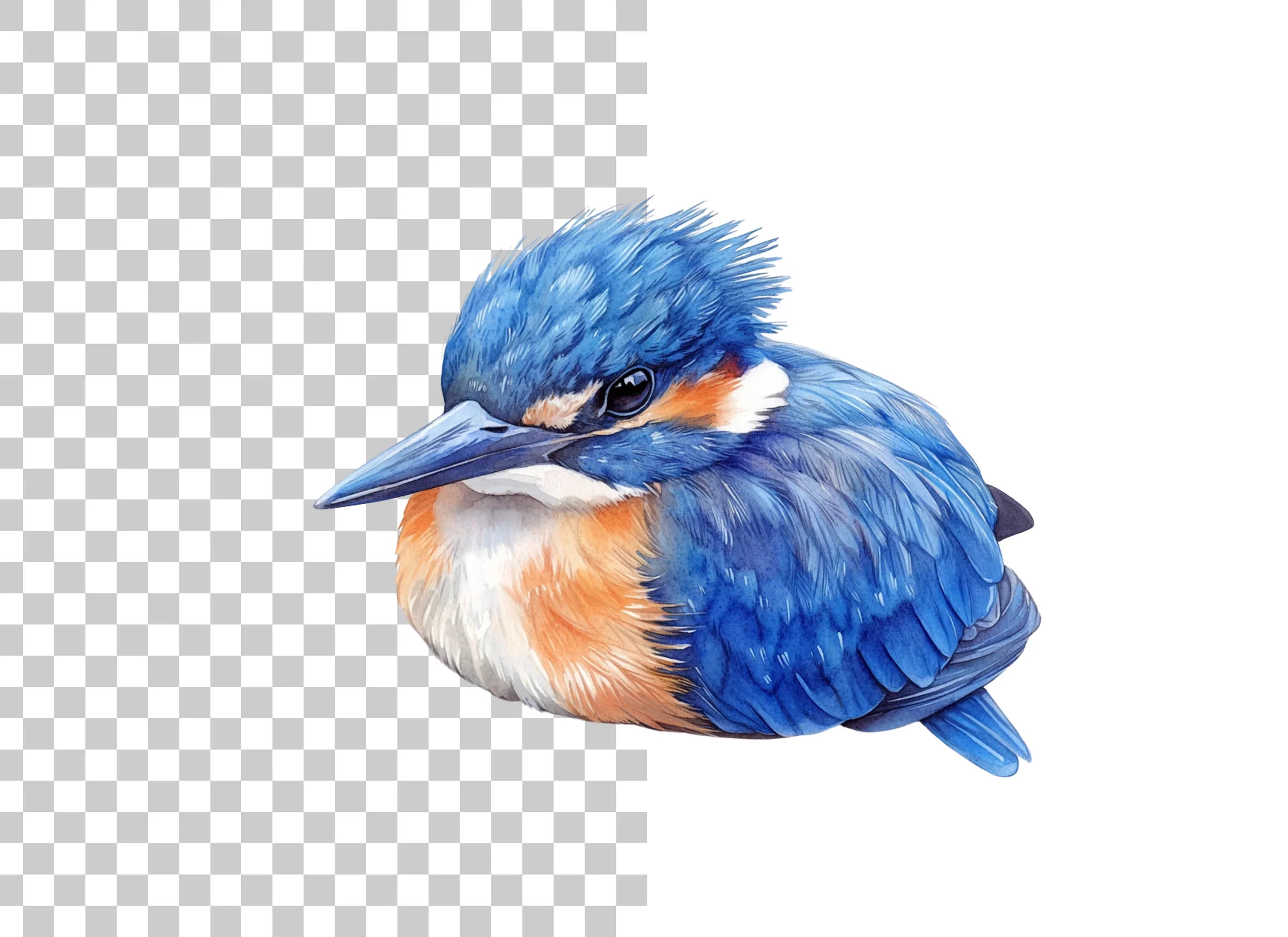 Cute Fluffy Kingfisher Baby Clipart Bundle
