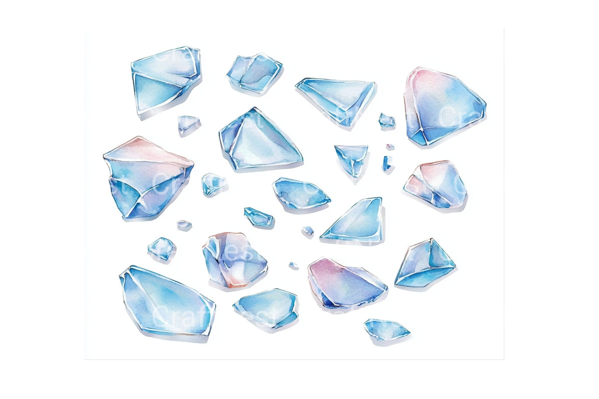 Broken Glass Shards Clipart Bundle