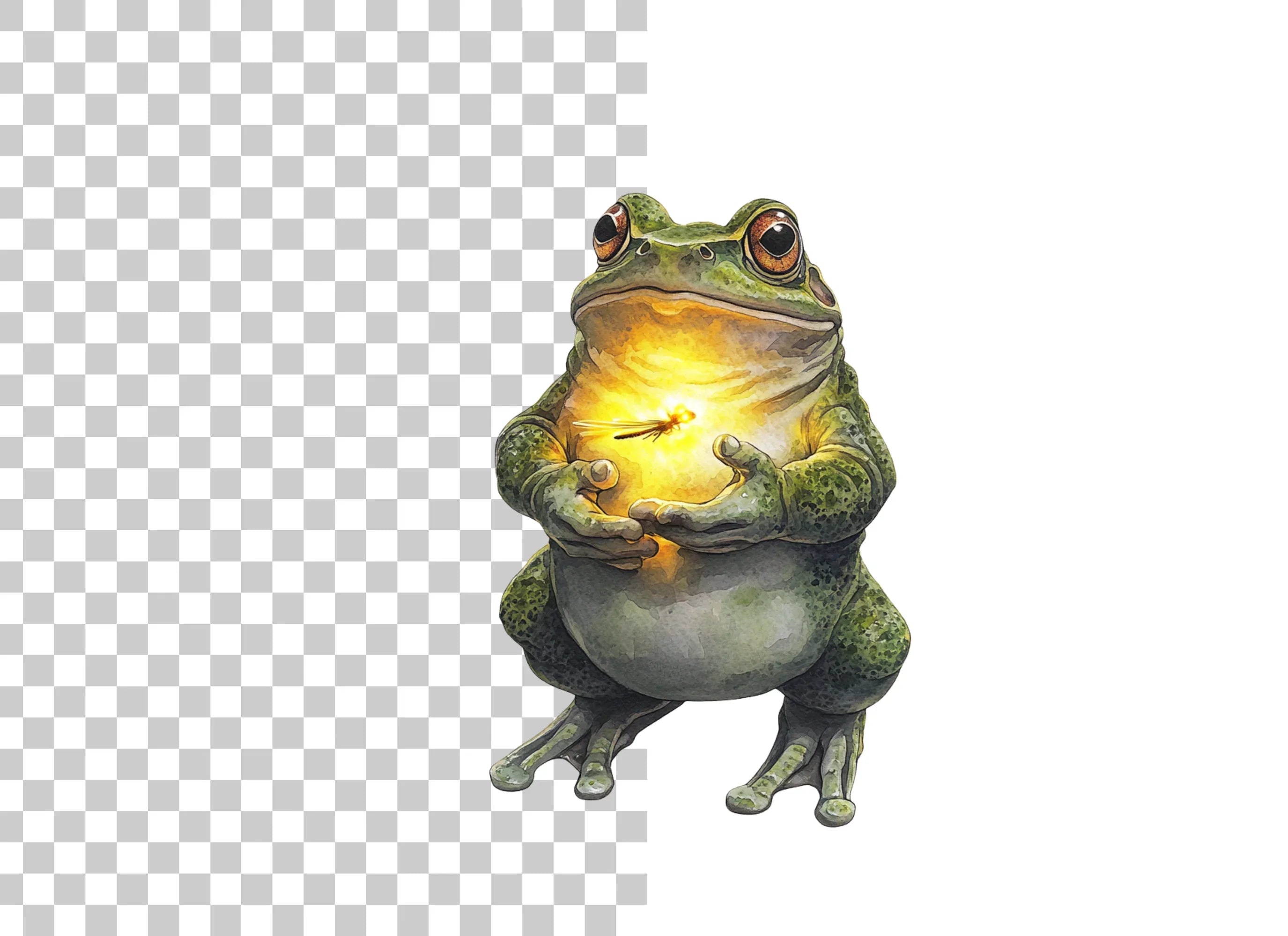 Magical Frogs Holding Fireflies Clipart Bundle