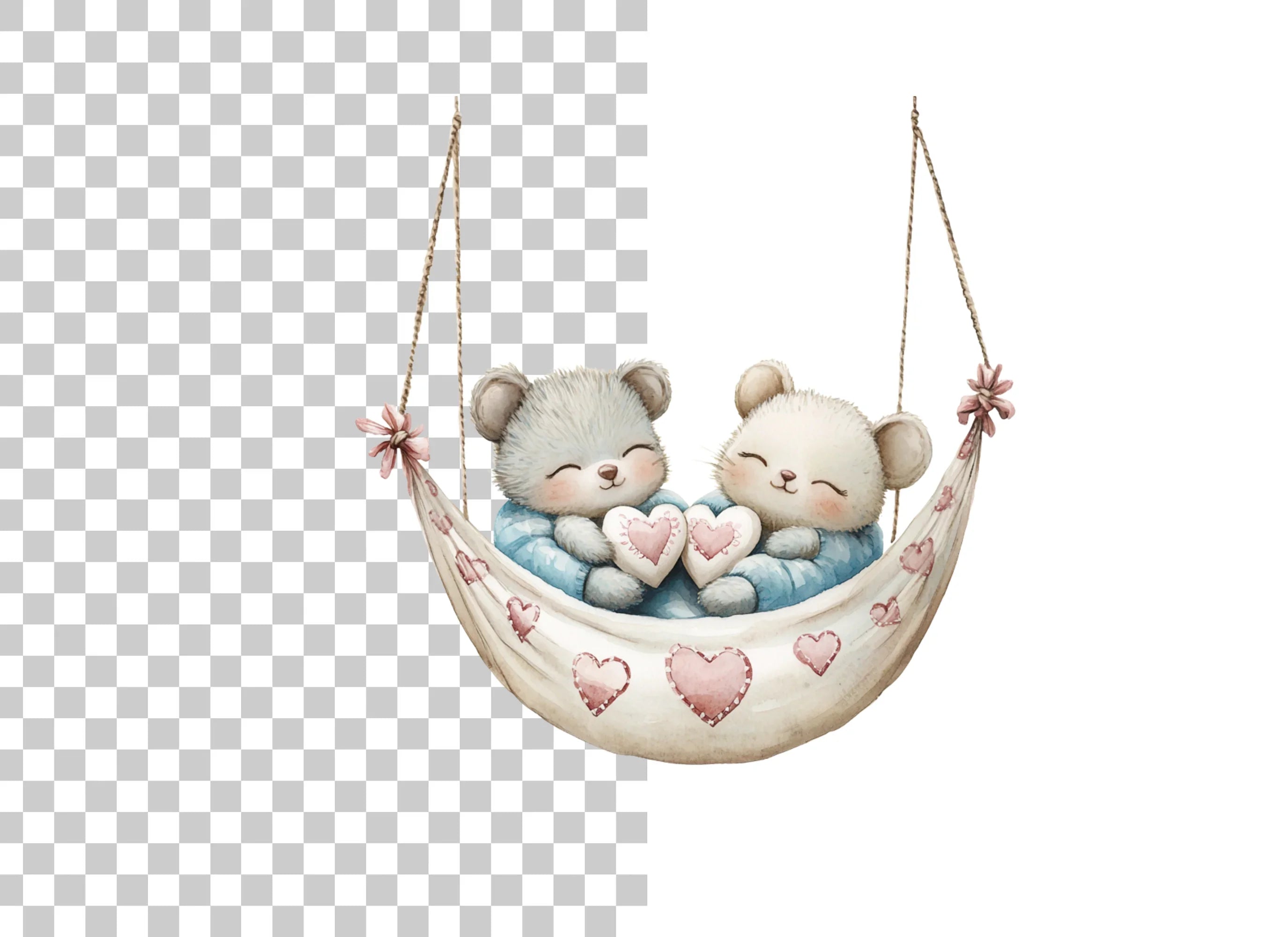 Sleeping Bear Couples in Hammocks Clipart Bundle