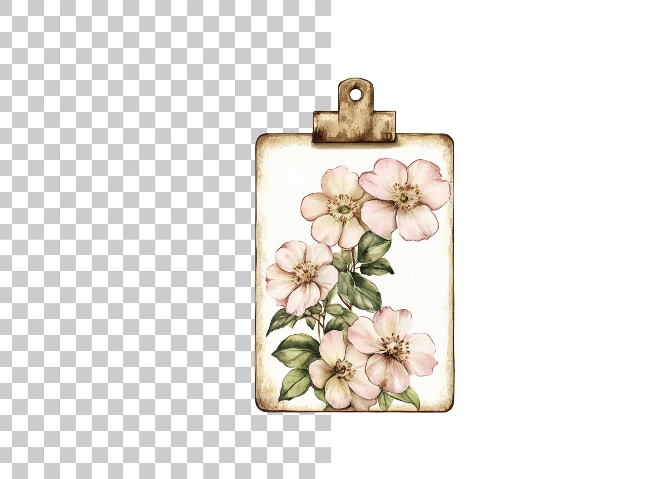 Vintage Floral Clipboard Clipart Bundle