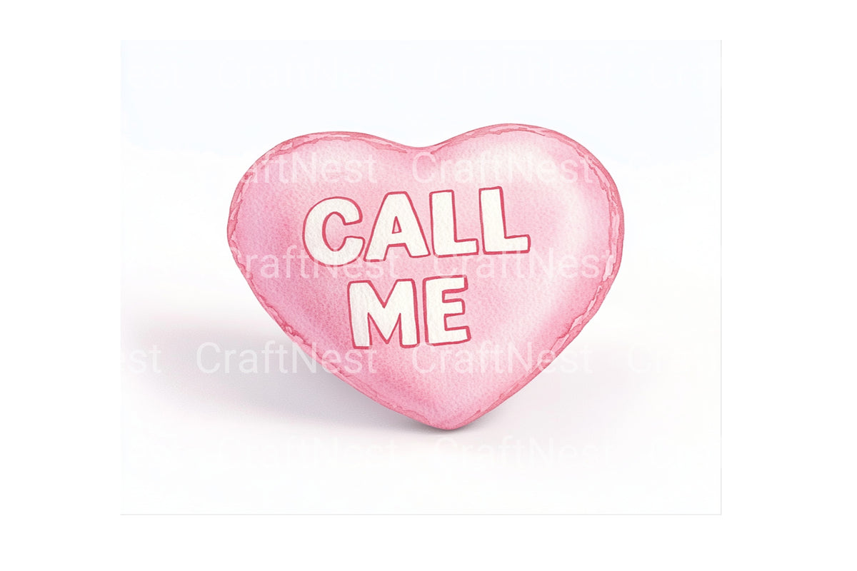 Pink Call Me Conversation Heart Clipart Bundle