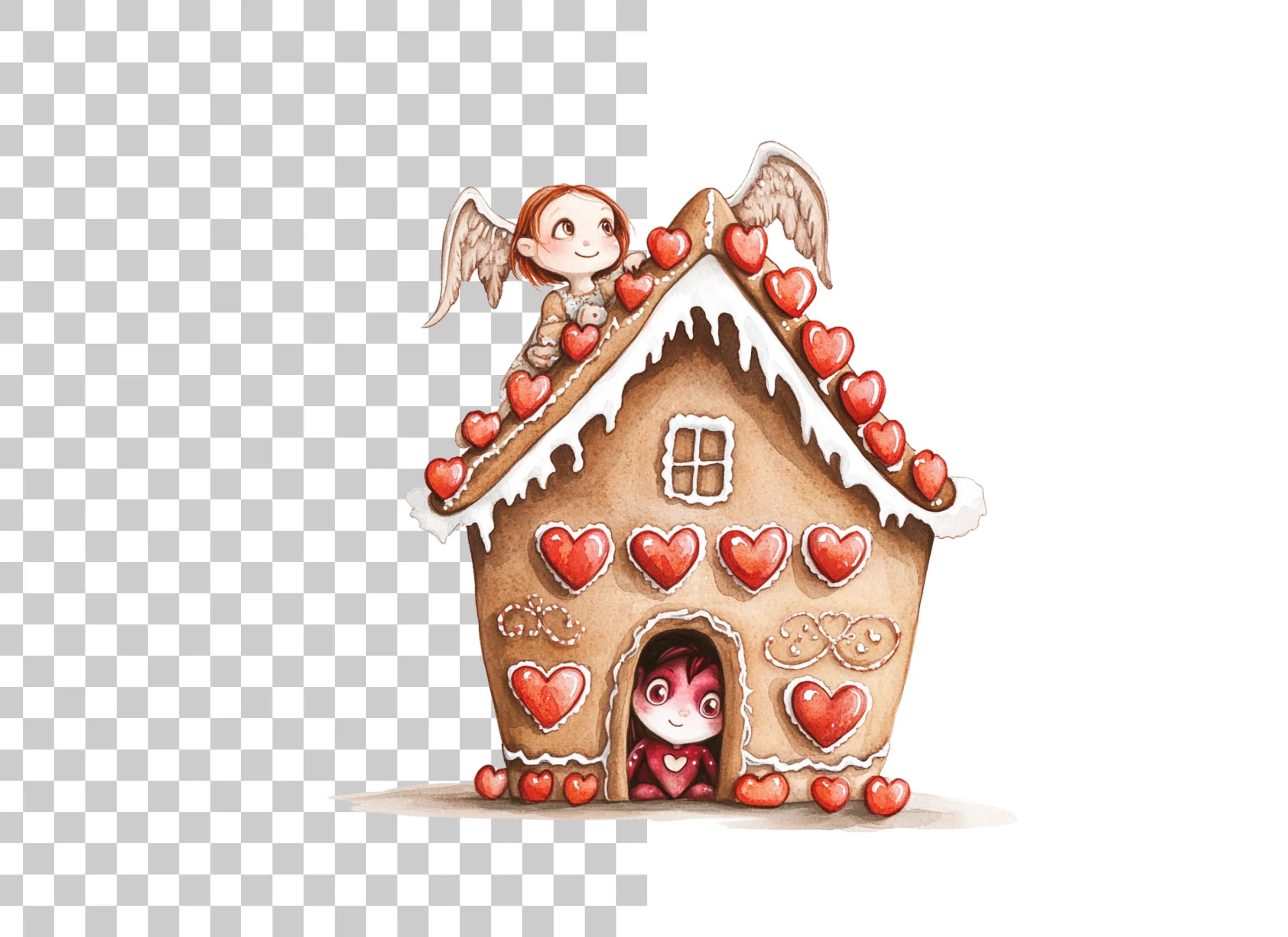 Gingerbread House Angel Clipart Bundle