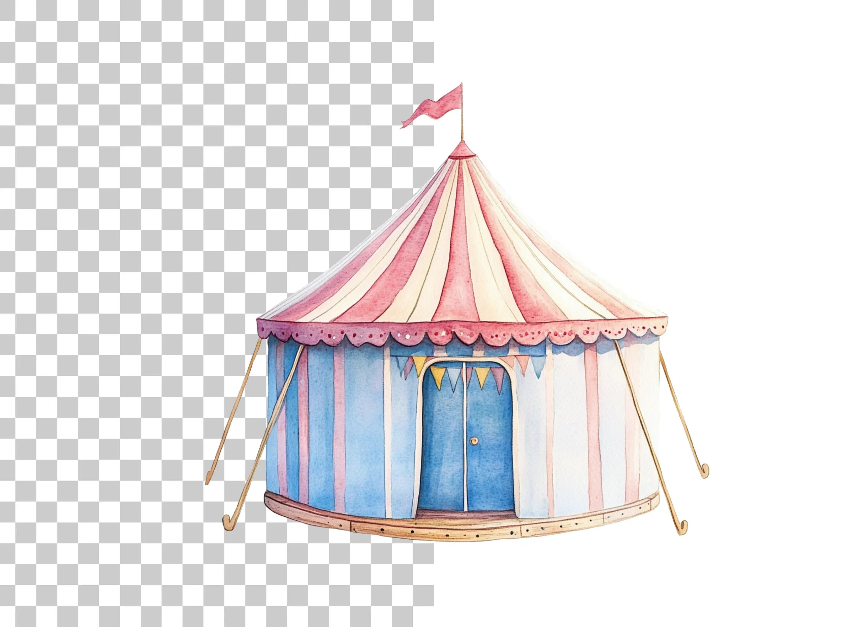 Blue and Pink Circus Tent Clipart Bundle