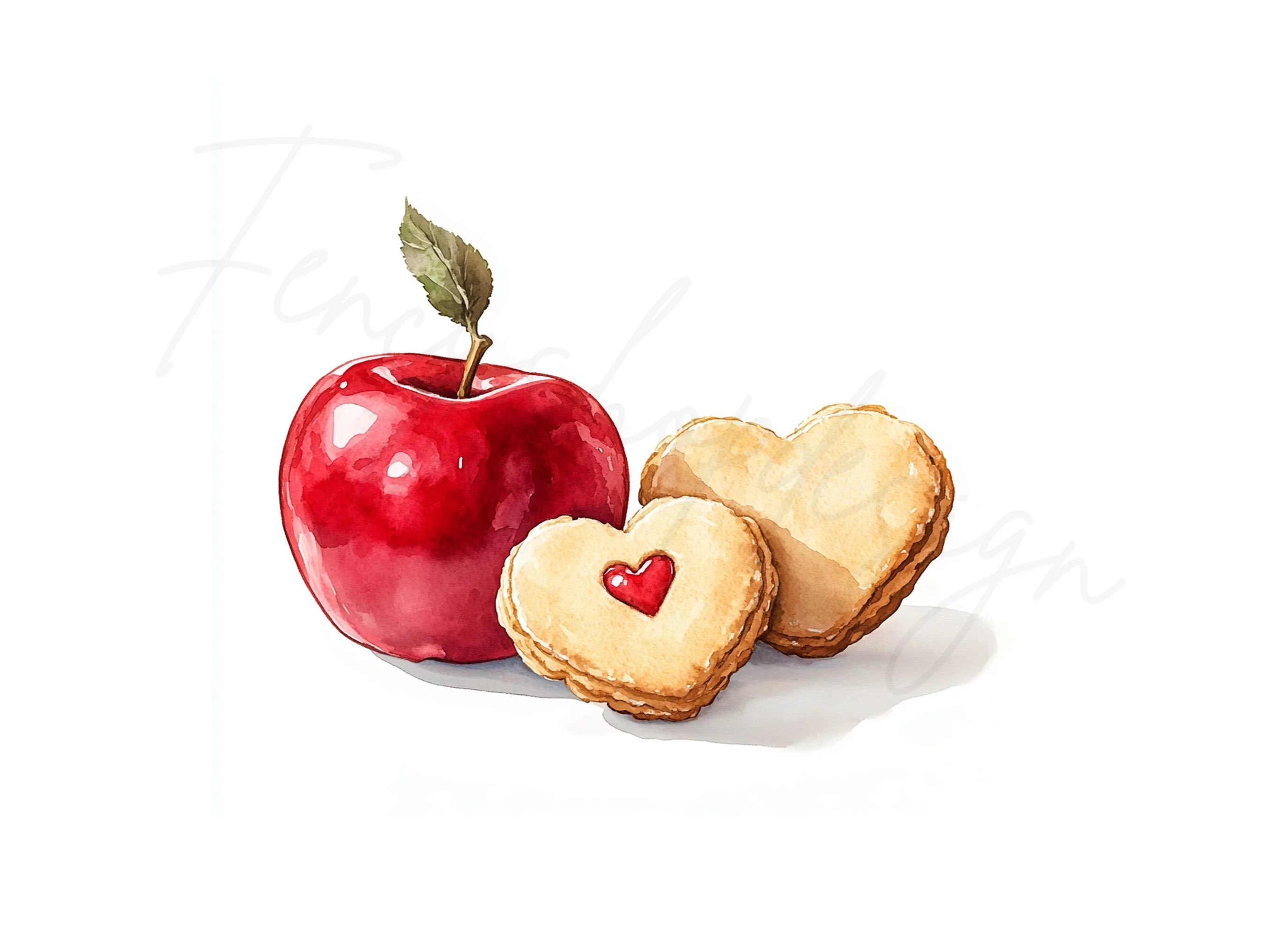 Apples and Heart Cookies Clipart Bundle