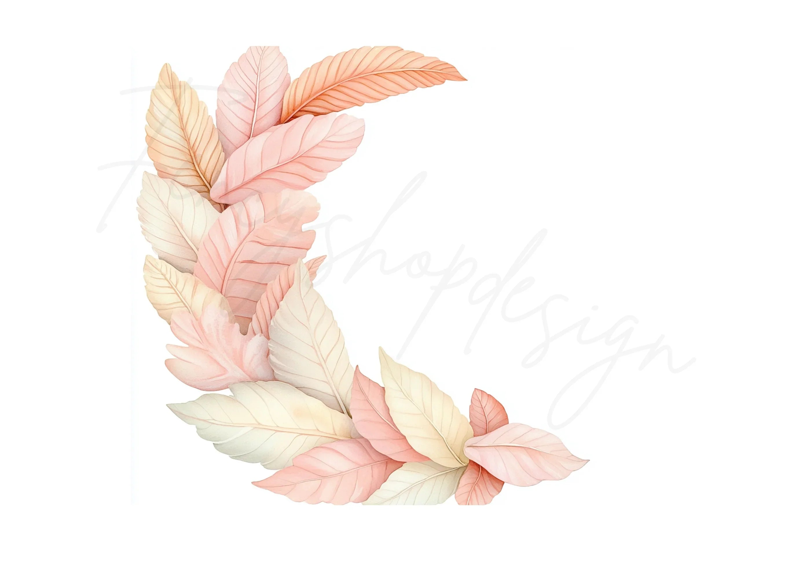 Pastel Leaf Wreaths Borders Clipart Bundle