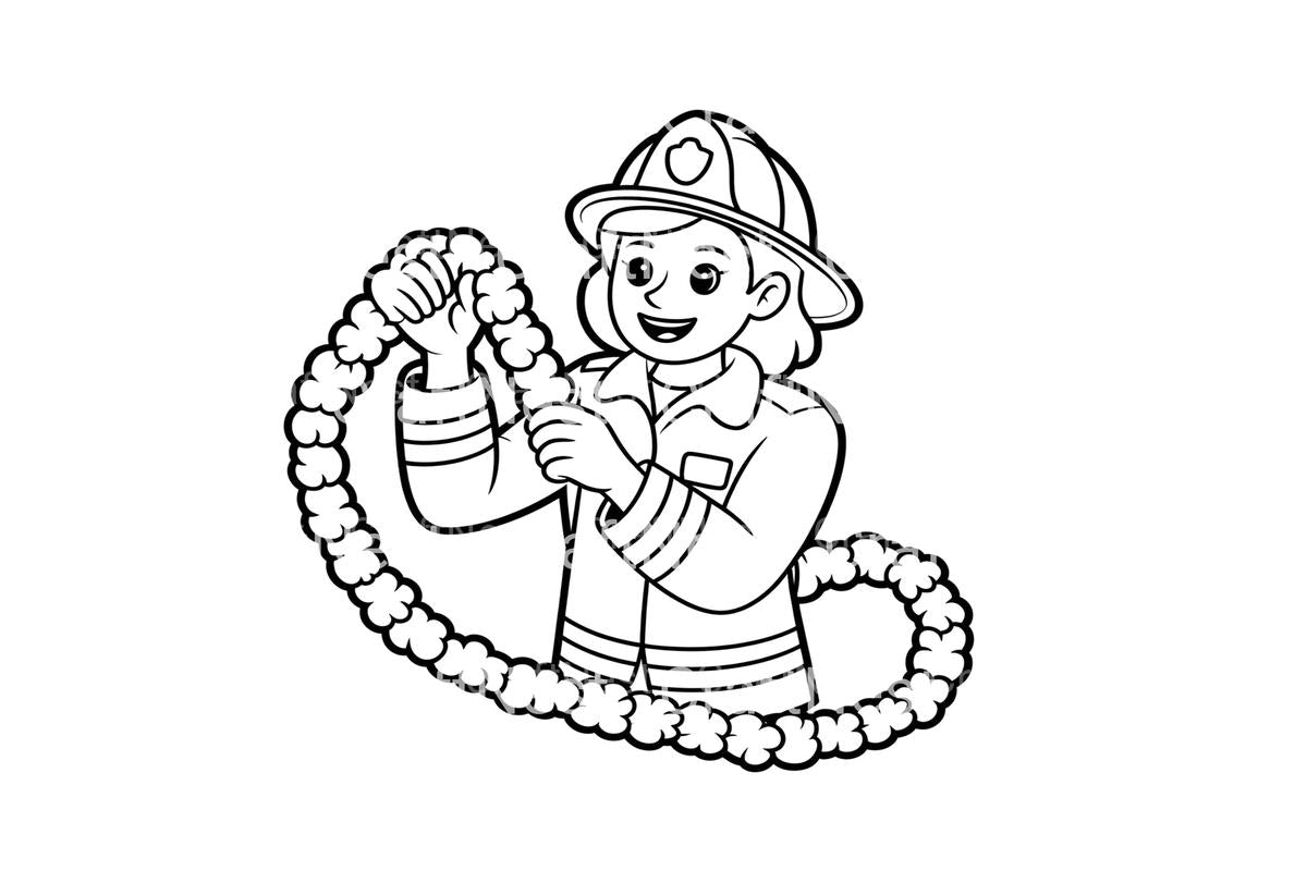 Firefighter Decorating Christmas Tree Coloring Books