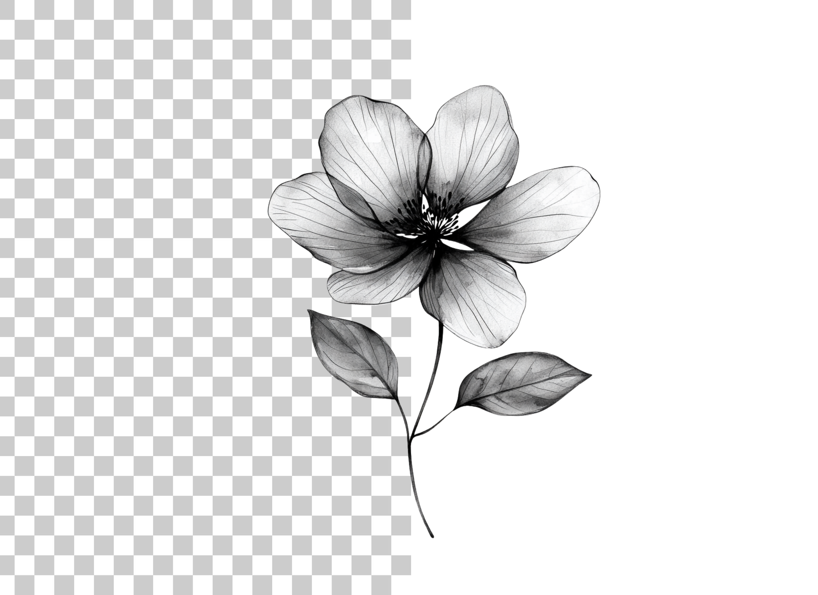 Elegant Black and White Floral Clipart Bundle