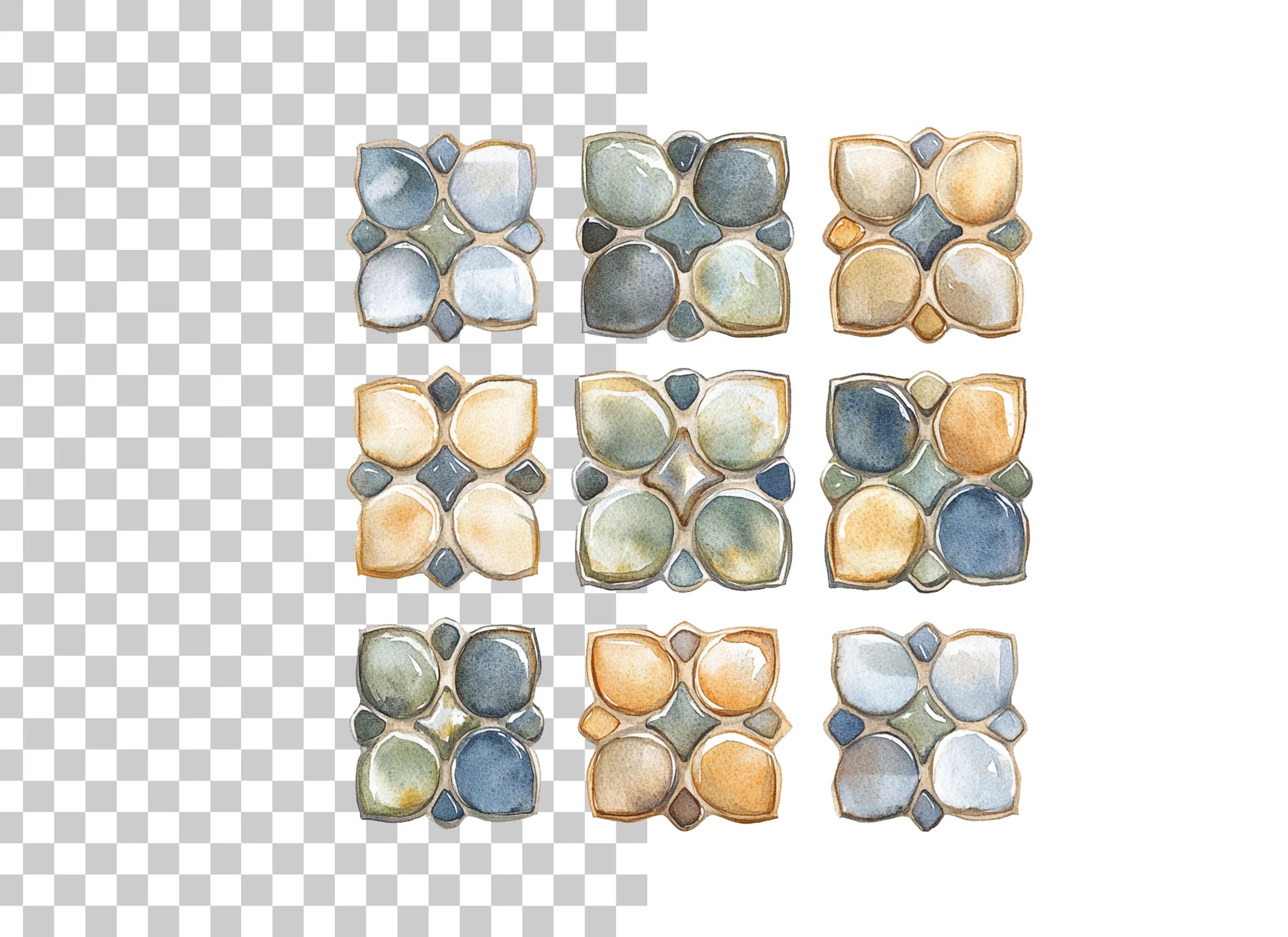 Stone Mosaic Tiles Clipart Bundle